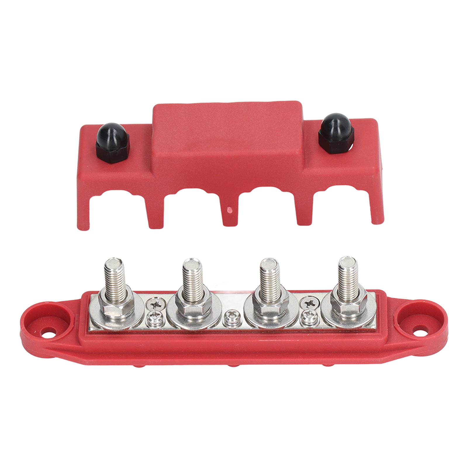 4-poliger Elektrischer Verteiler Mit Abdeckung, 3/8-zoll-schiffssammelschiene Für Wohnmobile, Boote, Anhänger, 12–48 V, Rot