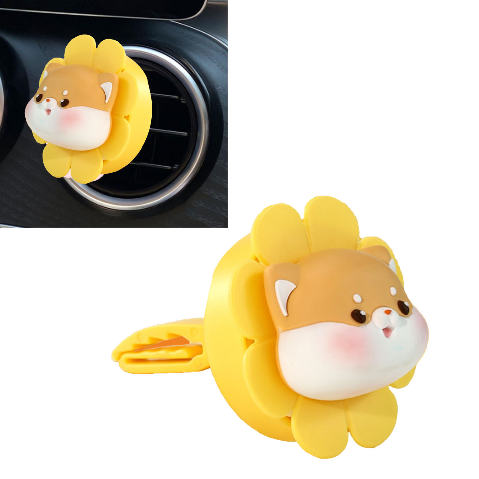 Auto-lufterfrischer-diffusor, Niedlicher Rotierender Blumenventilator, Lüftungsschlitzclip, Auto-innenausstattung, Shiba-inu-muster