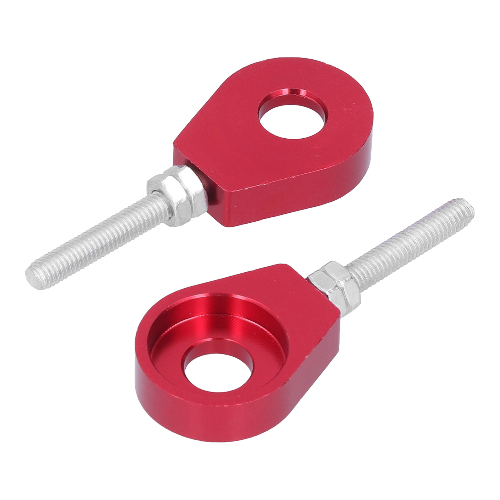 Verstellbarer 12,7-mm-kettenspanner Aus Aluminium, 2er-pack, Universell Für Motorräder Und Atvs, Rot