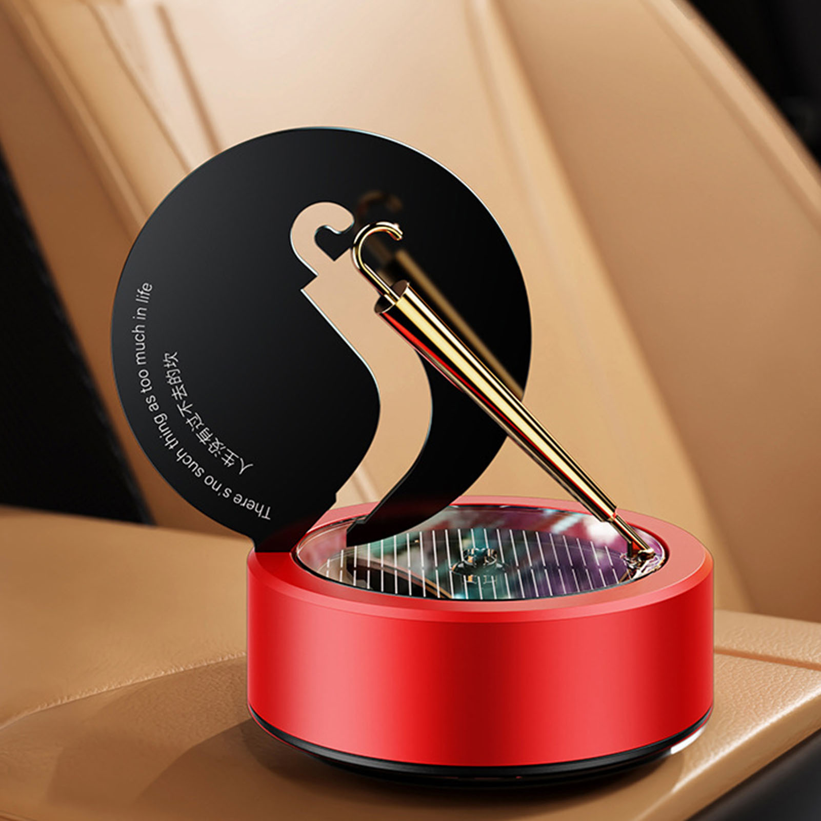 Rotierender Solar-aromatherapie-diffusor Fürs Auto, Kleines Dekoratives Accessoire, Geschenk, Rot (ozeanduft), Mit 1 Tablette Und 1 Flasche Ätherischem Öl.