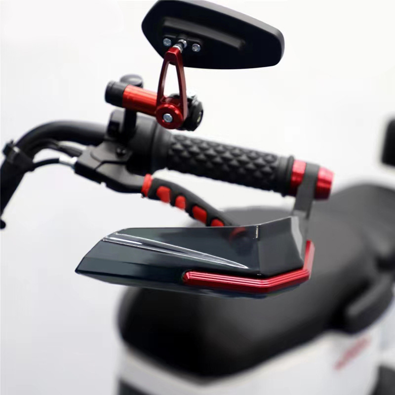 Hochfeste, Stoßdämpfende Motorrad-handschützer Mit Windabweiser Für Den Lenker – Rot