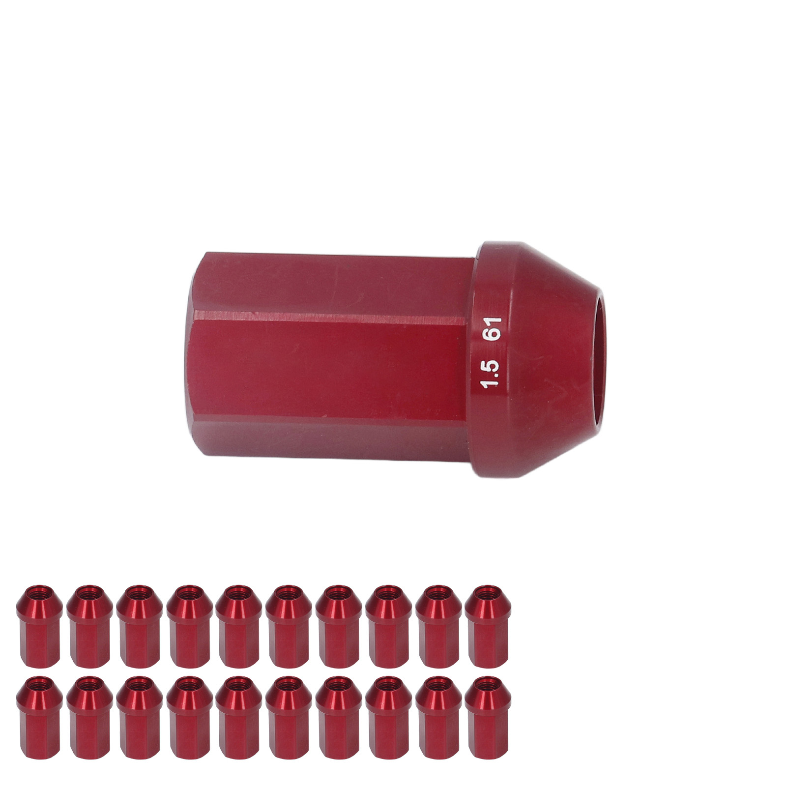 M12x1,5 Radmuttern Mit Steckschlüsseladapter, Aluminiumlegierung, 42 Mm, 19-kant, Jdm-stil, Ersatz Für Hyundai, Rot, Rennsport