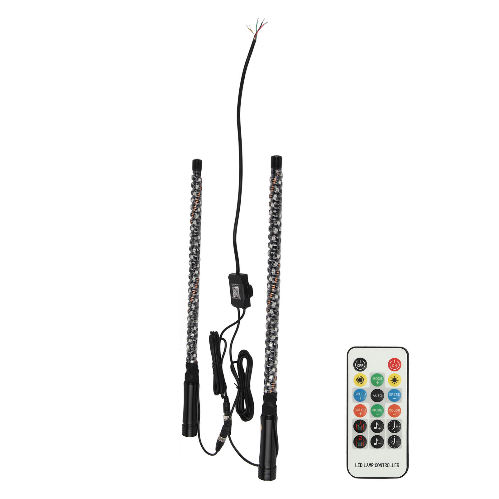 Rgb-led-peitschenleuchte Mit Flagge, App-steuerung, 300 Muster, 366 Modi, 12–24 V, Für Utv, Atv, Geländefahrzeuge, Boote, 60,96 Cm (2 Fuß)