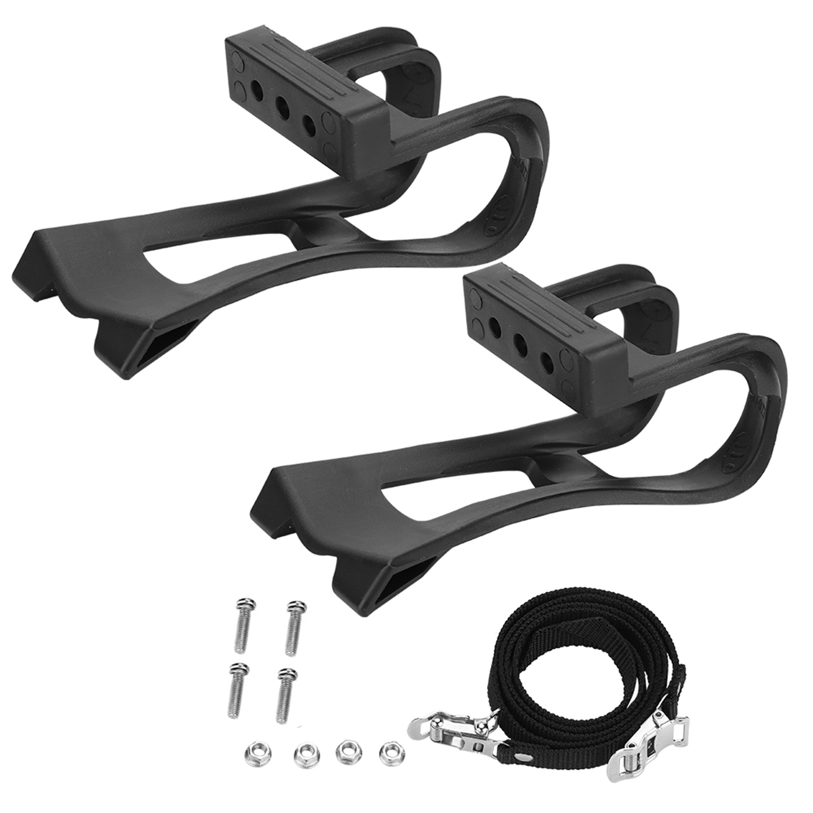 Sangles De Pédales De Vélo Réglables En Plastique Noir Avec Cale-orteils Antidérapants, Accessoire De Vélo