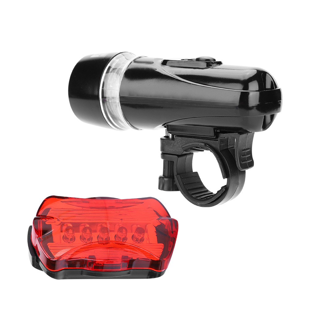 Phare Avant Et Arrière De Vélo Étanche À 5 Led (noir)