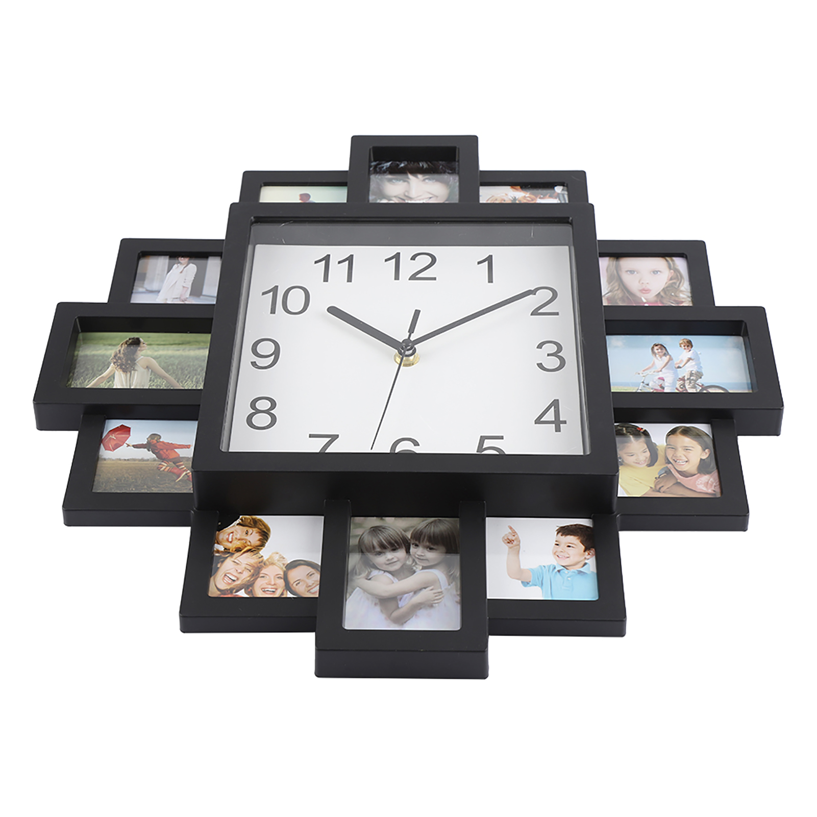 Doppelfunktionaler Bilderrahmen Und Wanduhr Aus Schwarzem Kunststoff, Moderne Wohnzimmerdekoration, Interieur, 2-in-1