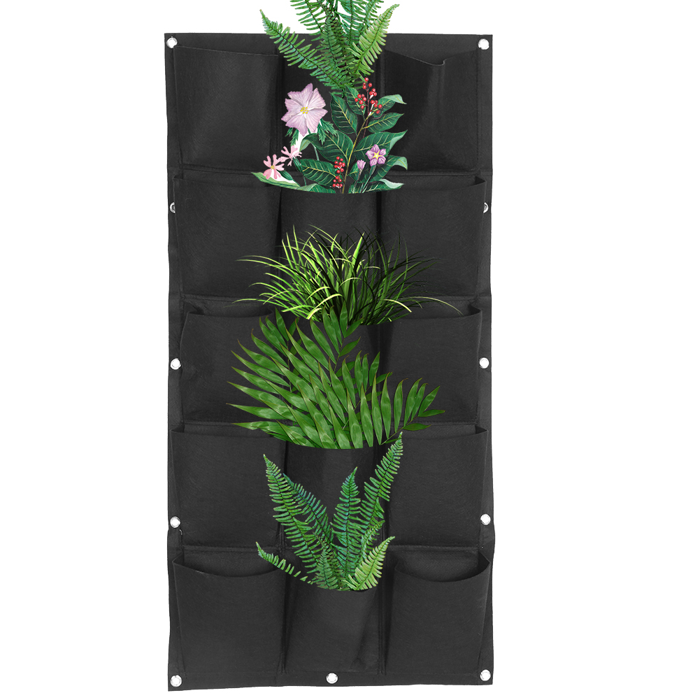 Vertikaler Pflanzbeutel Für Balkon Und Garten, Schwarzer Wandhänger, 15 Taschen Für Blumen Und Pflanzen