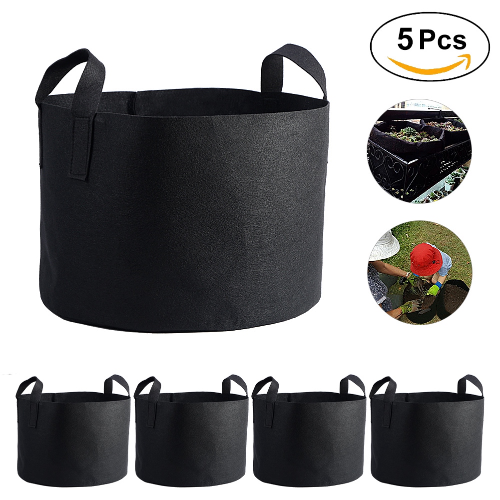 Schwarzer Pflanzsack Für Gemüse Und Blumen, Belüfteter Pflanztopf Mit Griffen, 10-gallonen-gartenbehälter (28 X 40 Cm)