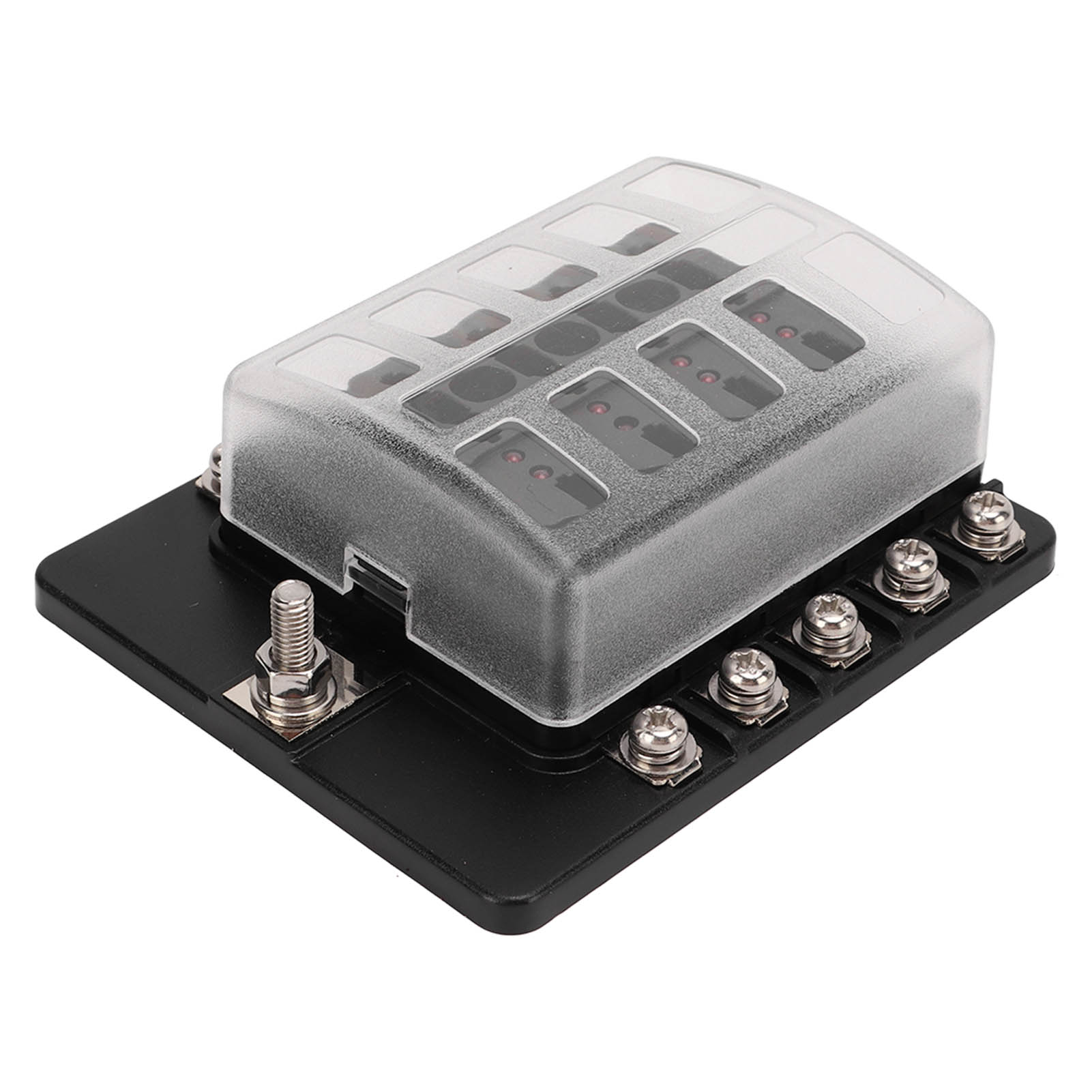 10-fach Flachsicherungskasten 10-32v 100a, Aufsteckbarer Staubdichter Deckel Mit Roter Led-anzeige, Für Auto, Wohnmobil, Bus, Yacht, Boot.