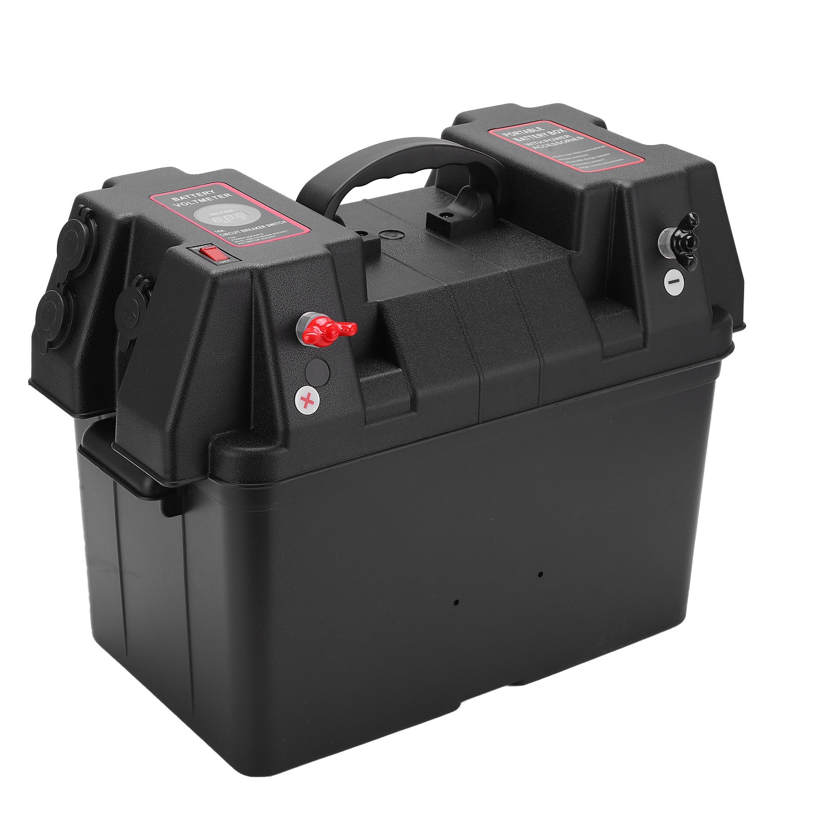 Motor-notstrombatteriekasten, Tragbare Stromversorgung Mit Voltmeter, 12v-marinezubehör Für Auto, Wohnmobil, Yacht Und Boot.