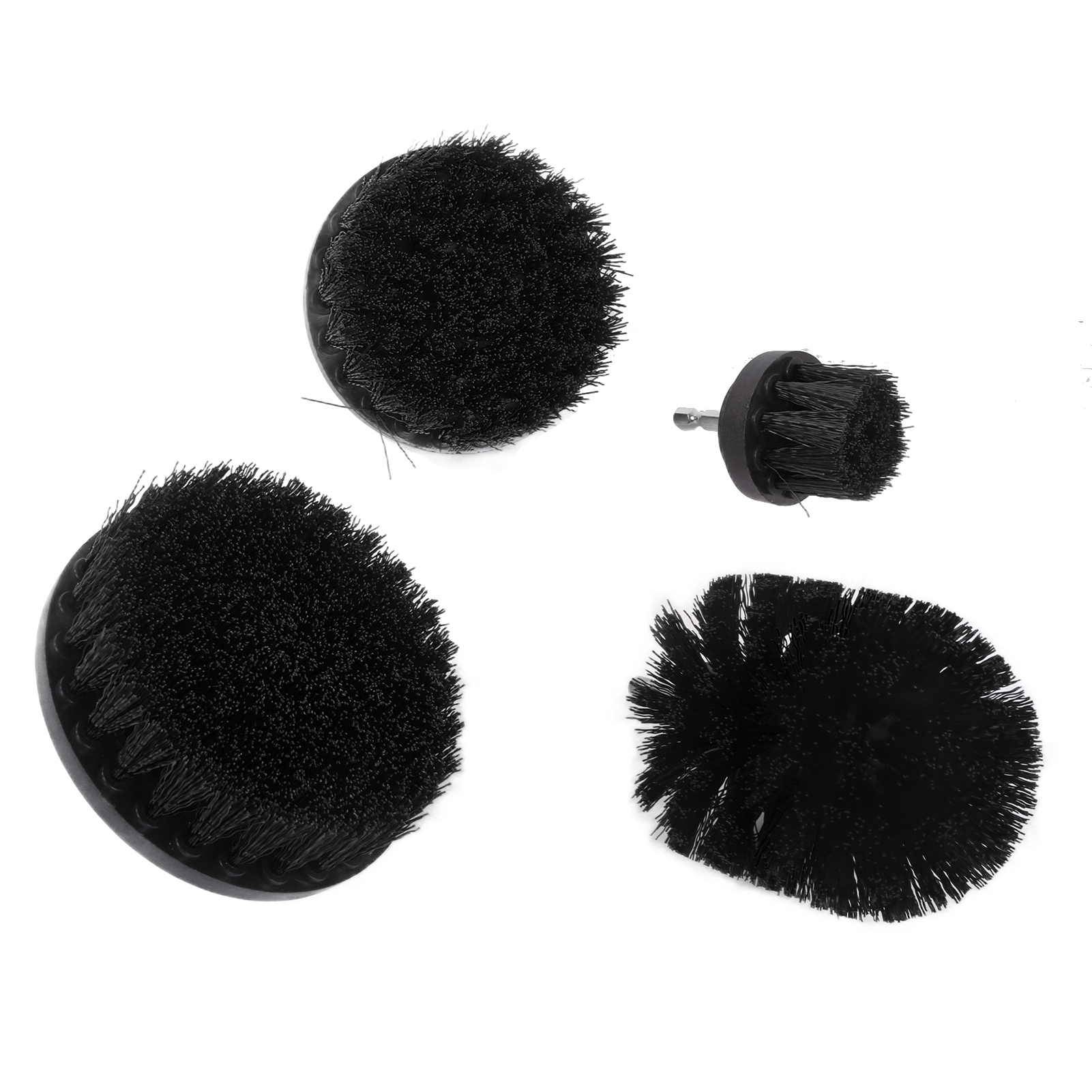 Set Mit 4 Bohrbürsten Für Kraftvolle Reinigung, Bohrmaschinenzubehör Für Auto, Lkw, Motorrad, Schwarz.