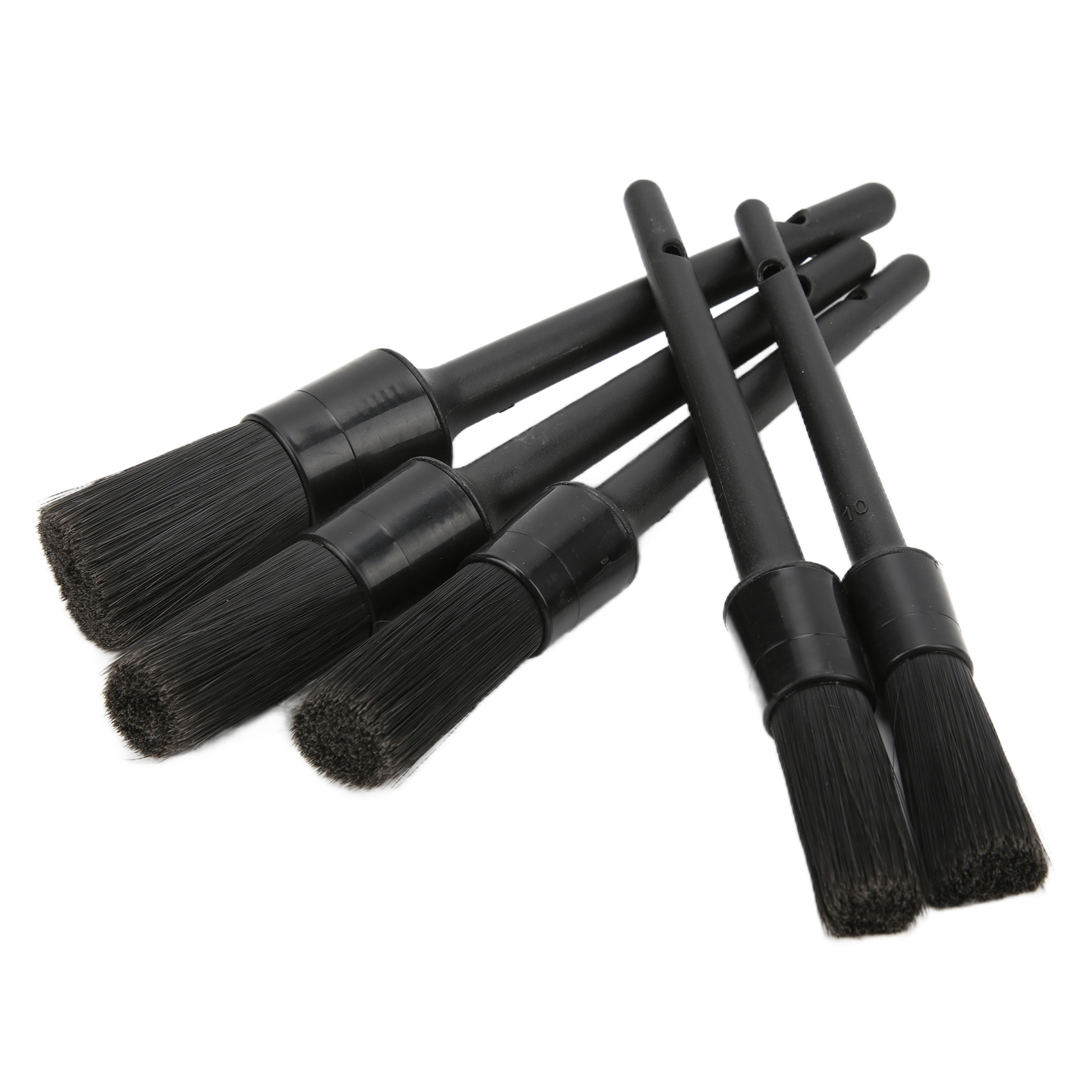 Set Mit 5 Autopflegebürsten Für Die Innen- Und Außenreinigung, Motor, Auspuff, Ledersitze, Schwarz