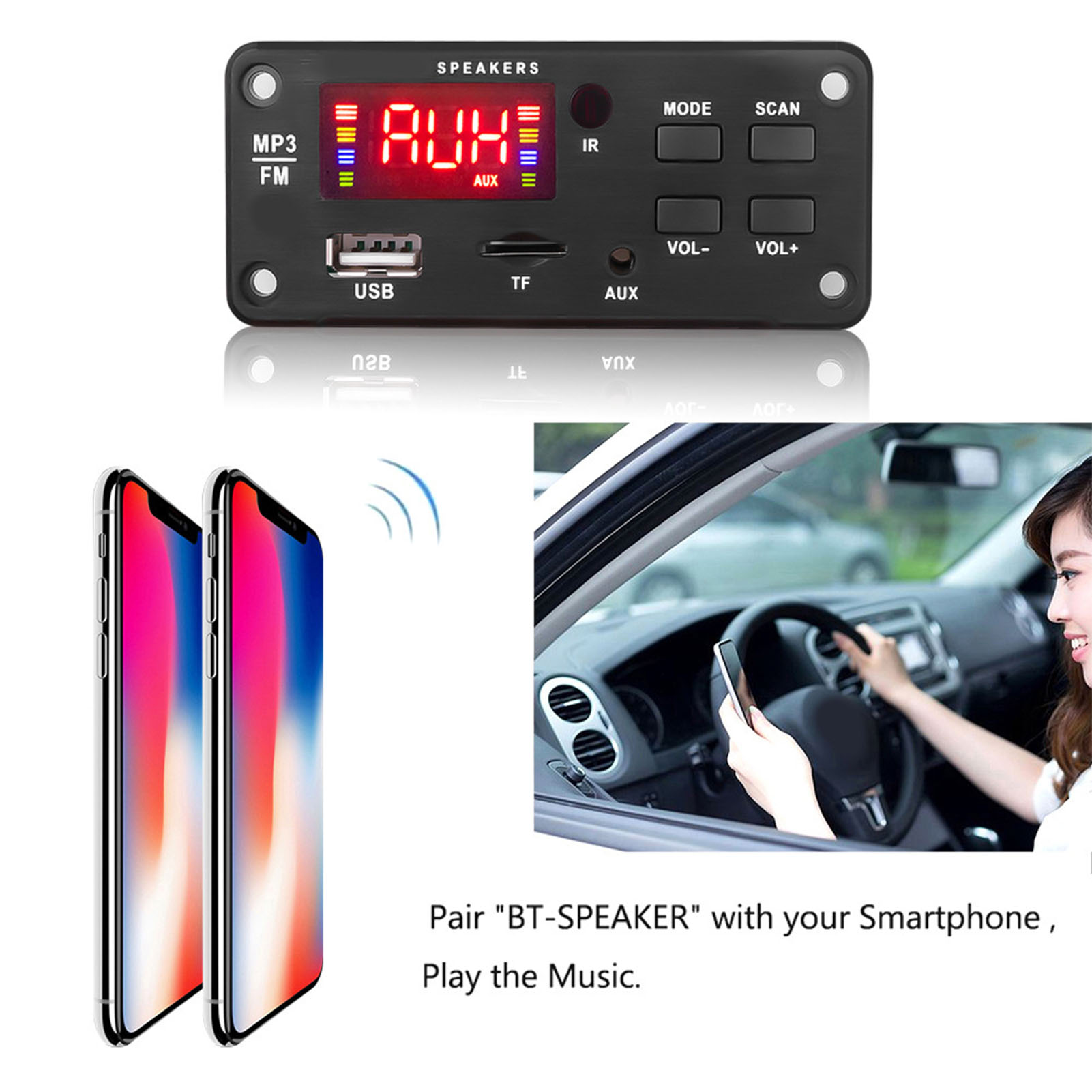 Bluetooth 5.0 Mp3-modul, 6v-12v-decoder, Drahtloser Audioempfänger Mit Dual-decodierung, Digitalanzeige, Fernbedienung Im Lieferumfang Enthalten