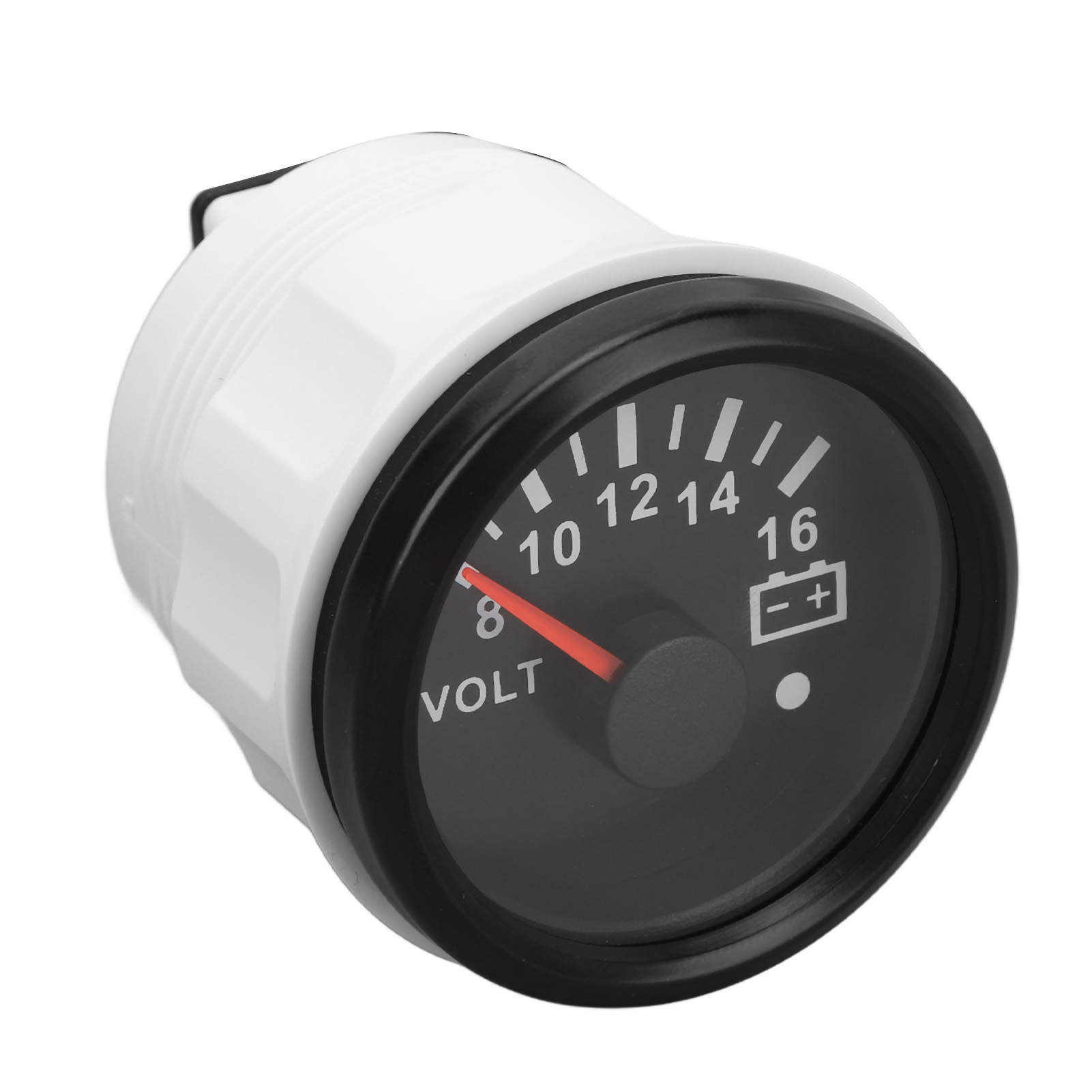 52-mm-dc9-32-v-voltmeter Mit Farbig Hintergrundbeleuchteter Nadel Für Wohnmobile, Yachten, Fischerboote Und Schiffe – Schwarzes Zifferblatt Und Schwarze Abdeckung