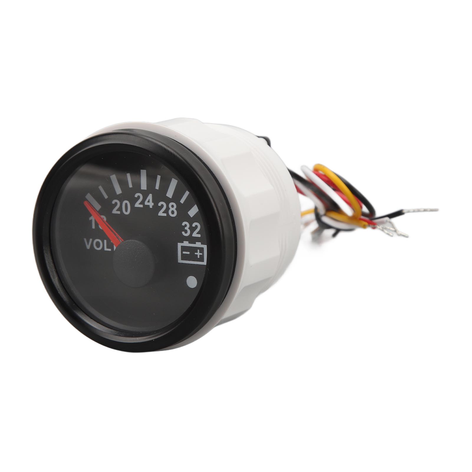 52-mm-zeigervoltmeter 9–32 V Dc, Hohe Genauigkeit, Schnelle Reaktionszeit, Hintergrundbeleuchtung, Schwarzes Zifferblatt, Schwarze Lünette, Geeignet Für Wohnmobile, Yachten, Fischerboote Und Schiffe