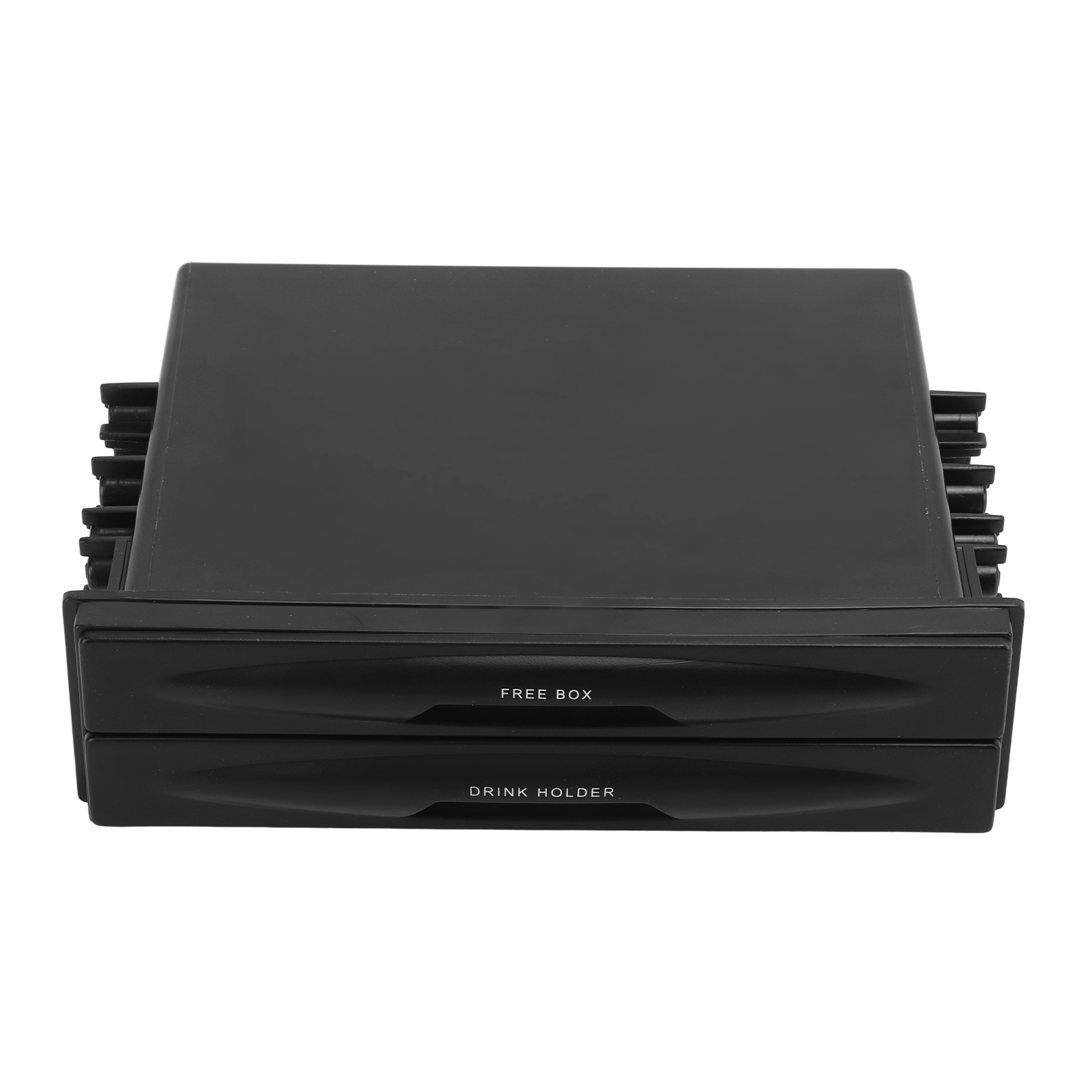 2-in-1-autoaufbewahrungsbox, Universell 1din Abs, 2 Ebenen, Schwarz, Getränkehalter Zur Aufbewahrung Verschiedener Gegenstände