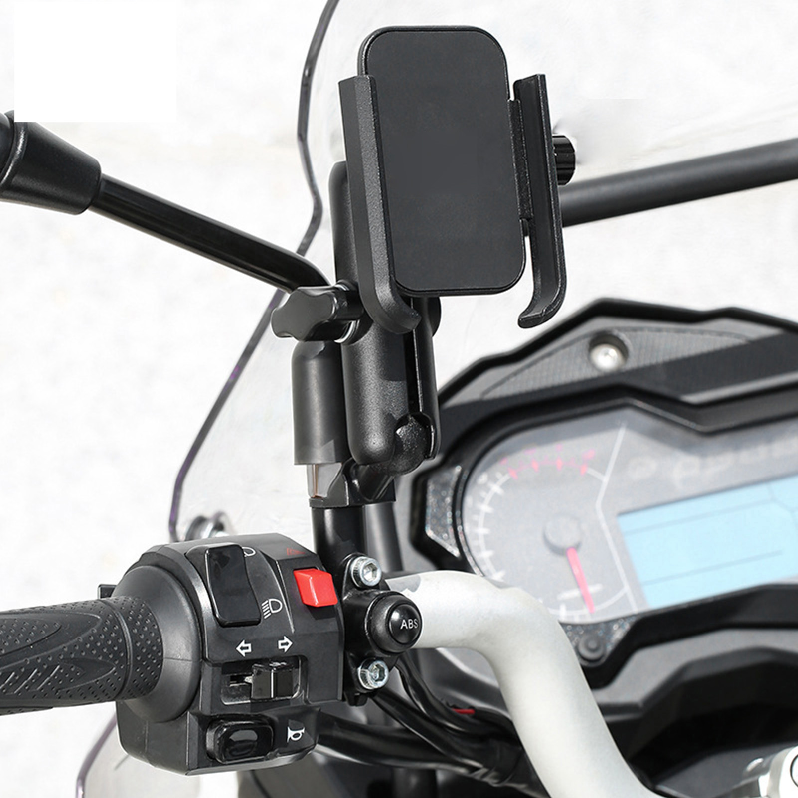 Drehbarer Handyhalter Aus Aluminium Für Fahrräder, Wasserdichter Handyhalter Für Motorräder, Mountainbikes Und E-bikes, Schwarz, Ohne Belastung, Robuste Lenkerhalterung.