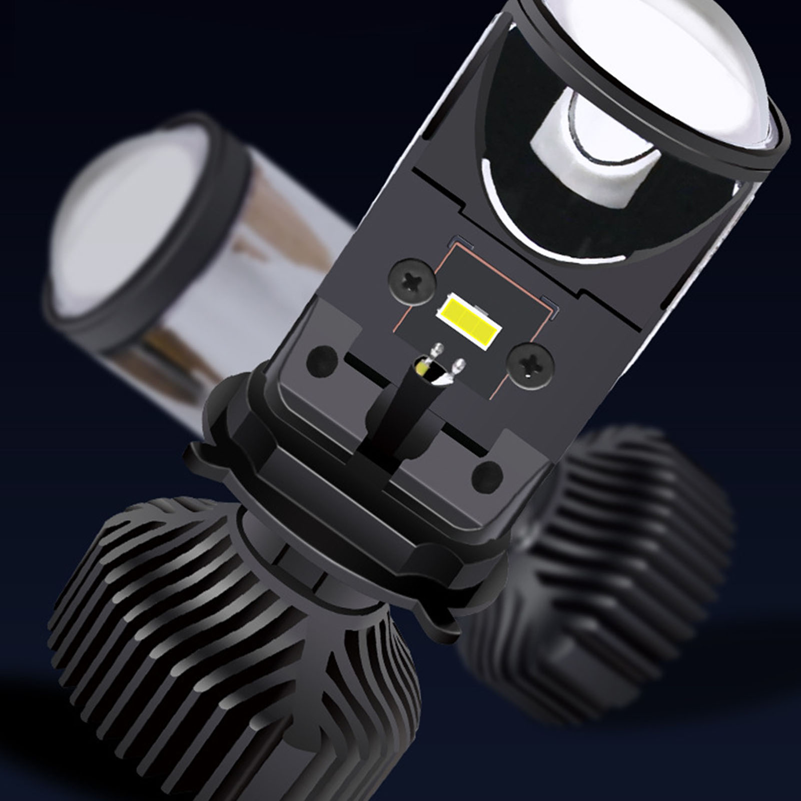 H4 Y7d Led-motorradscheinwerfer, Hochleistungs-fischaugenlampe, 12–24 V Aluminium-kit, Fern-/abblendlicht, Dual-power, Universell Kompatibel