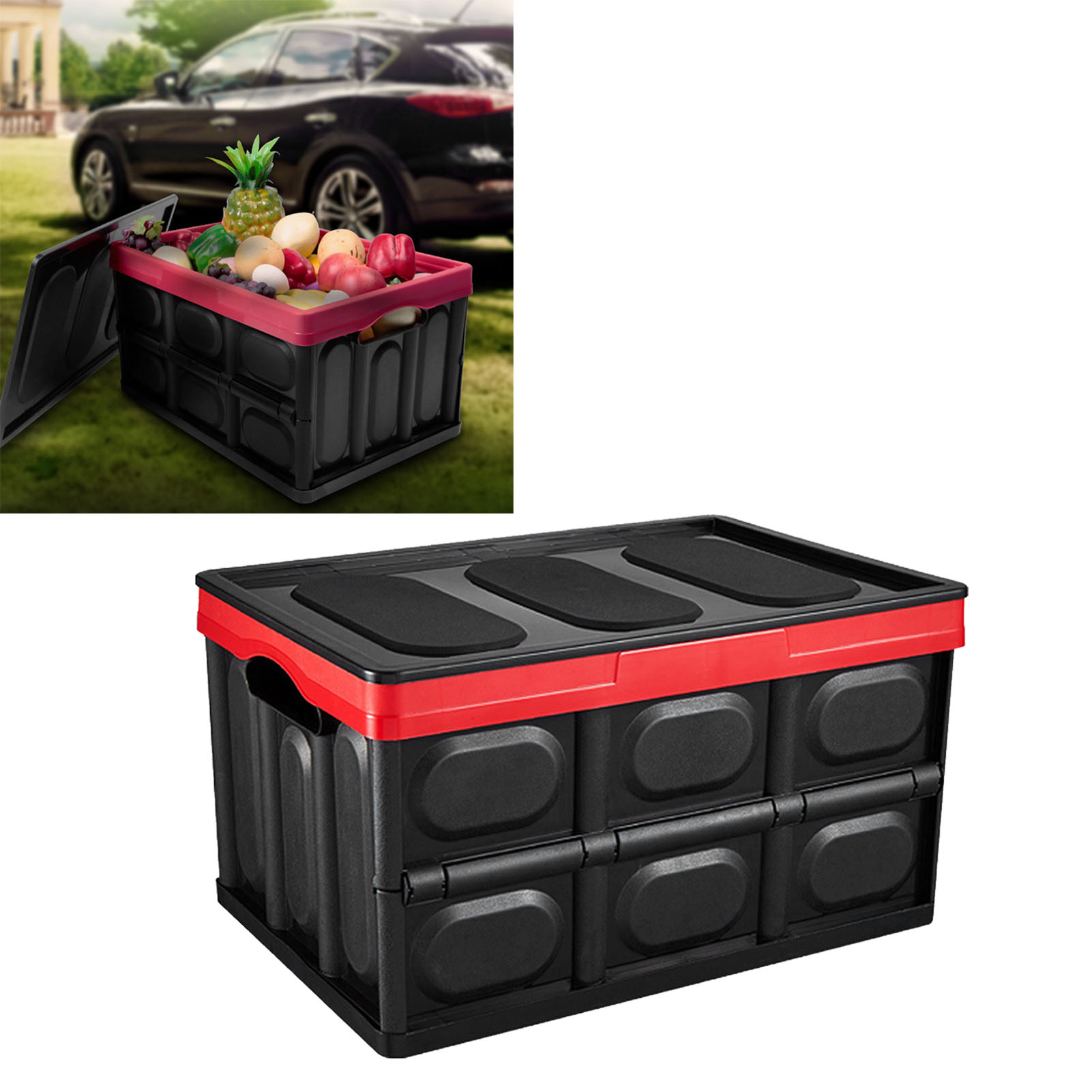 Faltbarer Kofferraum-organizer, Große Abs-box, Aufbewahrungsbox Für Garage Und Zuhause, Schwarz, 45 X 30 X 25 Cm
