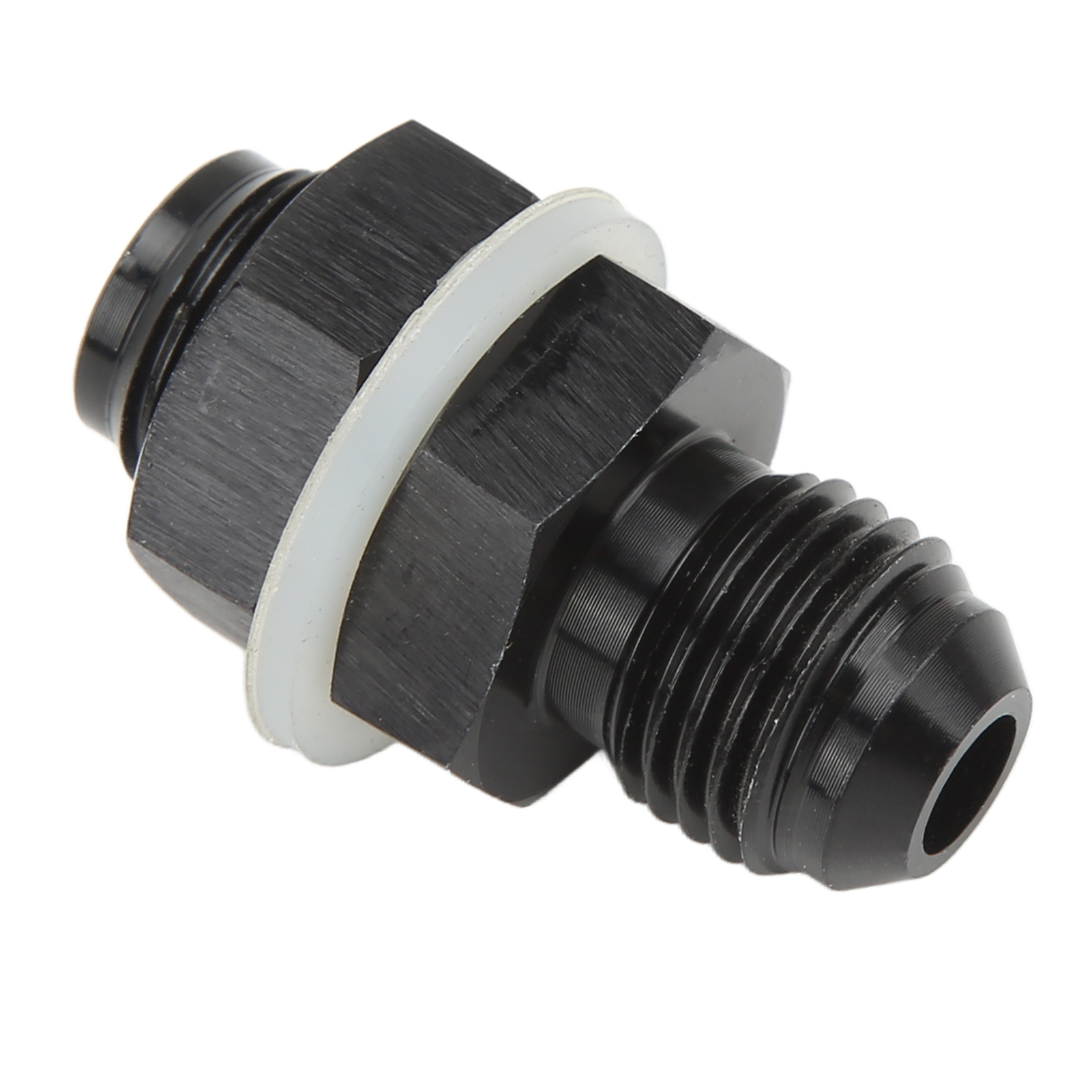 Schottverschraubung Aus Schwarz Eloxierter Aluminiumlegierung 6061-t6, Mit Ptfe-dichtung, An6-anschluss Für Verschiedene Flüssigkeiten, Auslaufsicher Und Beständig.