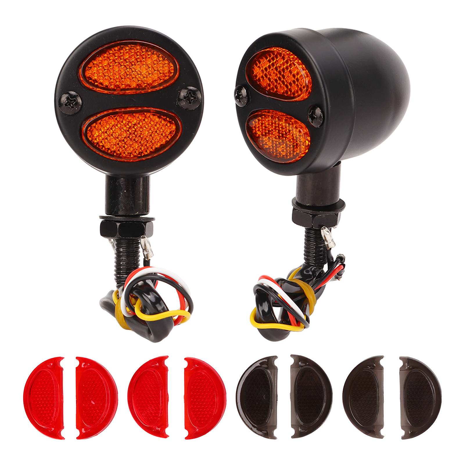 Universelle 12v Led-motorradblinker, Paar Zweifarbige Blinker Für Motorräder, Schwarze Blinker