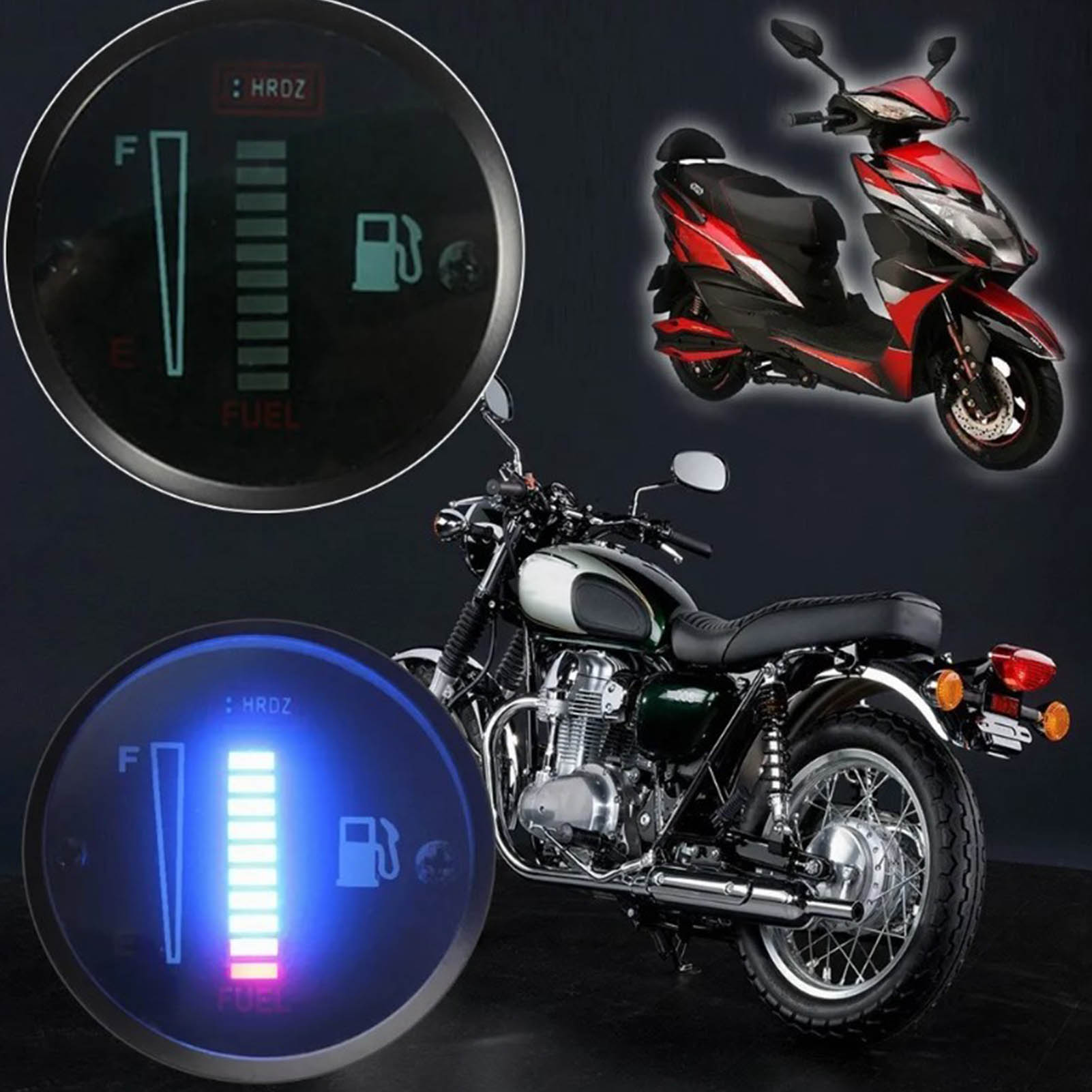 12-v-motorrad-tankanzeige, Tankfüllstandsanzeige, 52-mm-lcd-bildschirm, Armaturenbrettzubehör, Auto-/roller-tuning