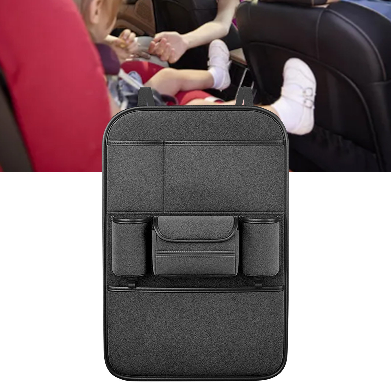 Große Autositztasche, Multifunktionaler Organizer Zum Einhängen An Der Kopfstütze, Aufbewahrung Für Büro, Kind, Schwarz