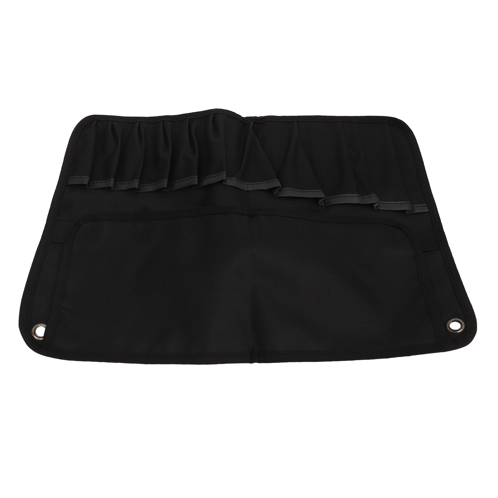 Große, Robuste Und Tragbare Motorradwerkzeugtasche Mit Mehreren Fächern, Wandaufbewahrung Und Einem Schwarzen Rollbeutel.