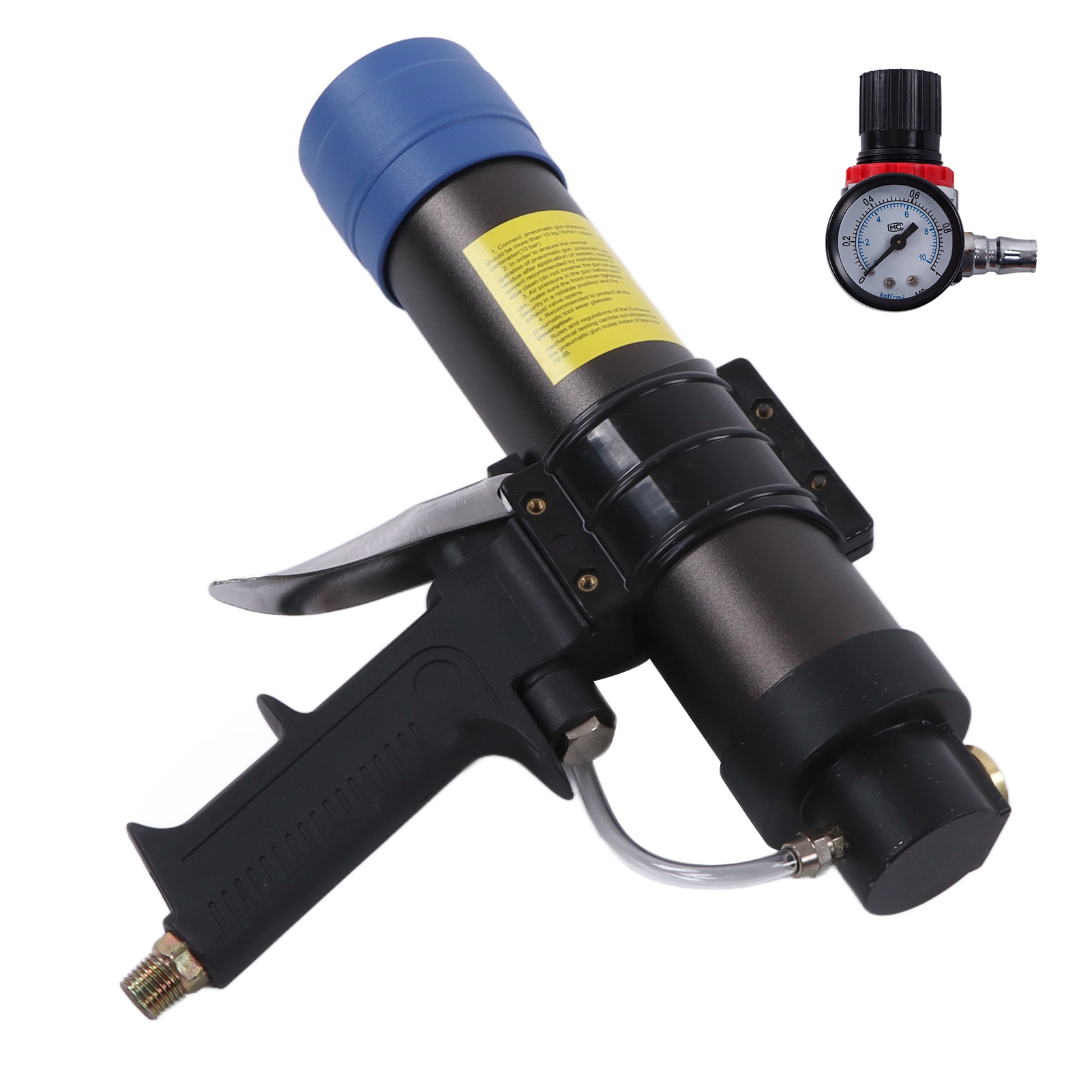 Pneumatische Glasklebepistole, 310 Ml, Einstellbarer Druck 0,4–0,7 Mpa, 24 Düsen, Autoreparaturwerkzeug, Auslaufsichere Kartusche