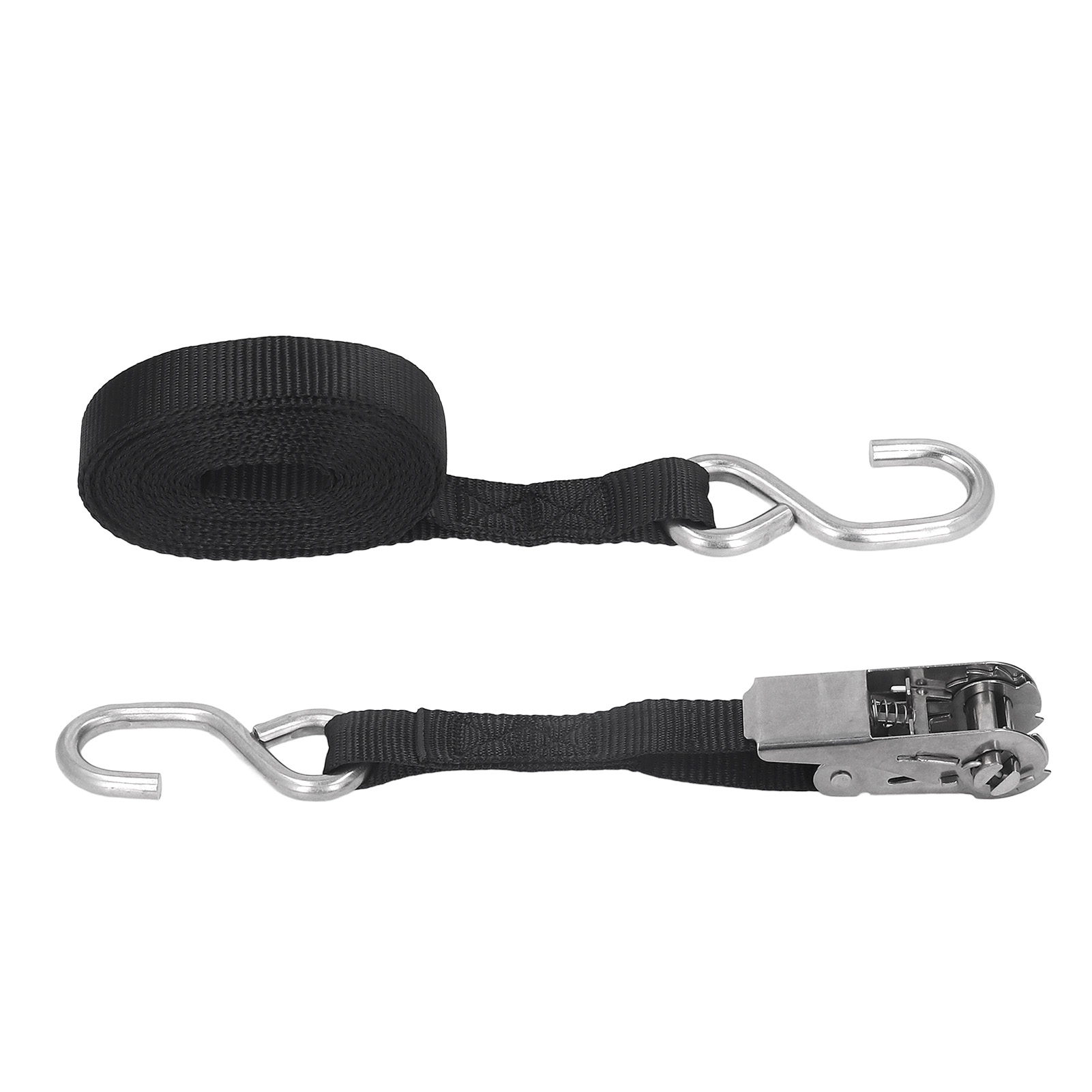 25 Mm Schwarze, Rostfreie Ratschen-spanngurte Mit Präzisionsnaht Für Motorrad, Anhänger, Lkw, Kajak, Boot, 5 M / 16,4 Ft, 1 Stück