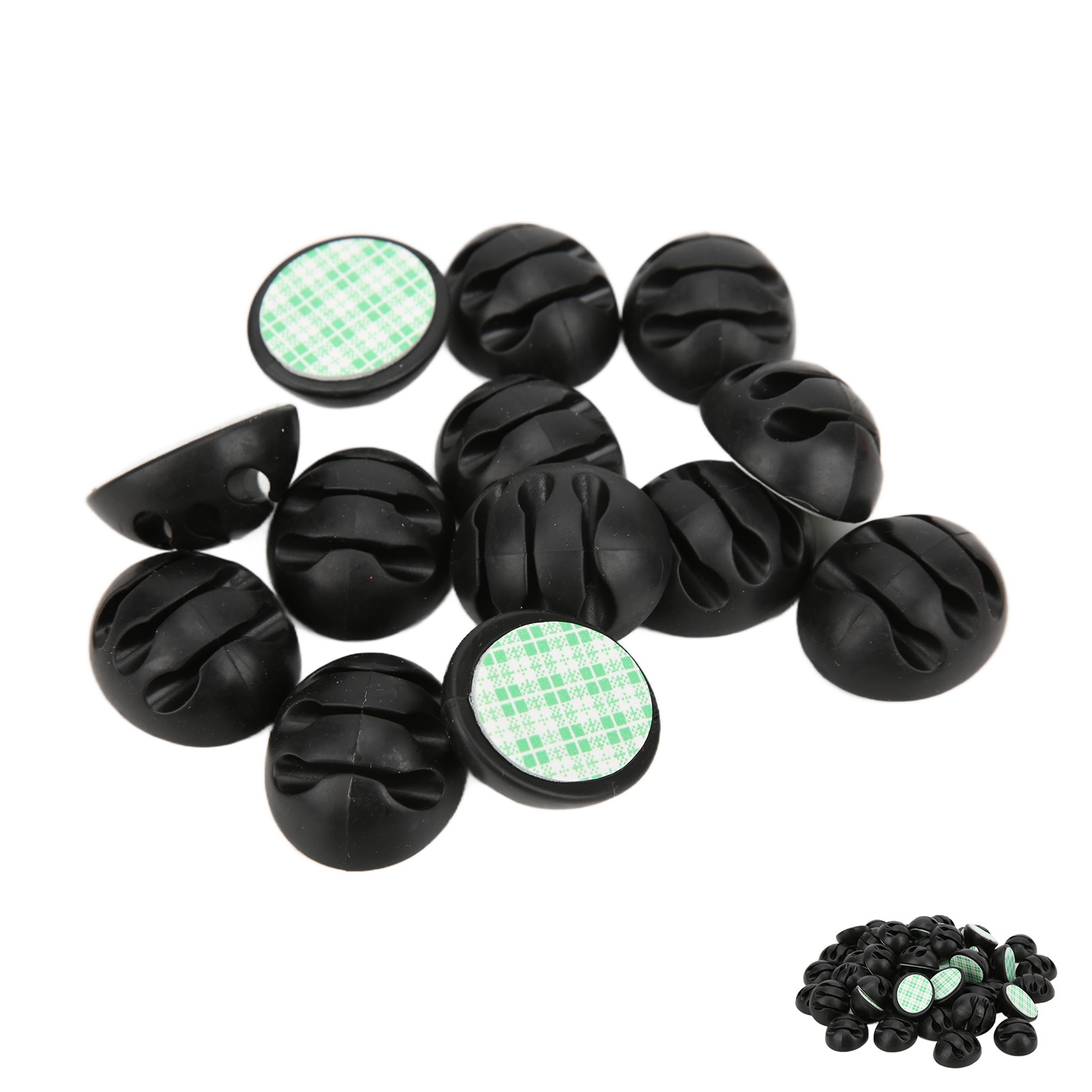 Packung Mit 50 Schwarzen Silikon-kabelclips Mit 3 Löchern Und Korrosionsbeständigem Klebstoff, Kabelorganisator Für Optimales Kabelmanagement