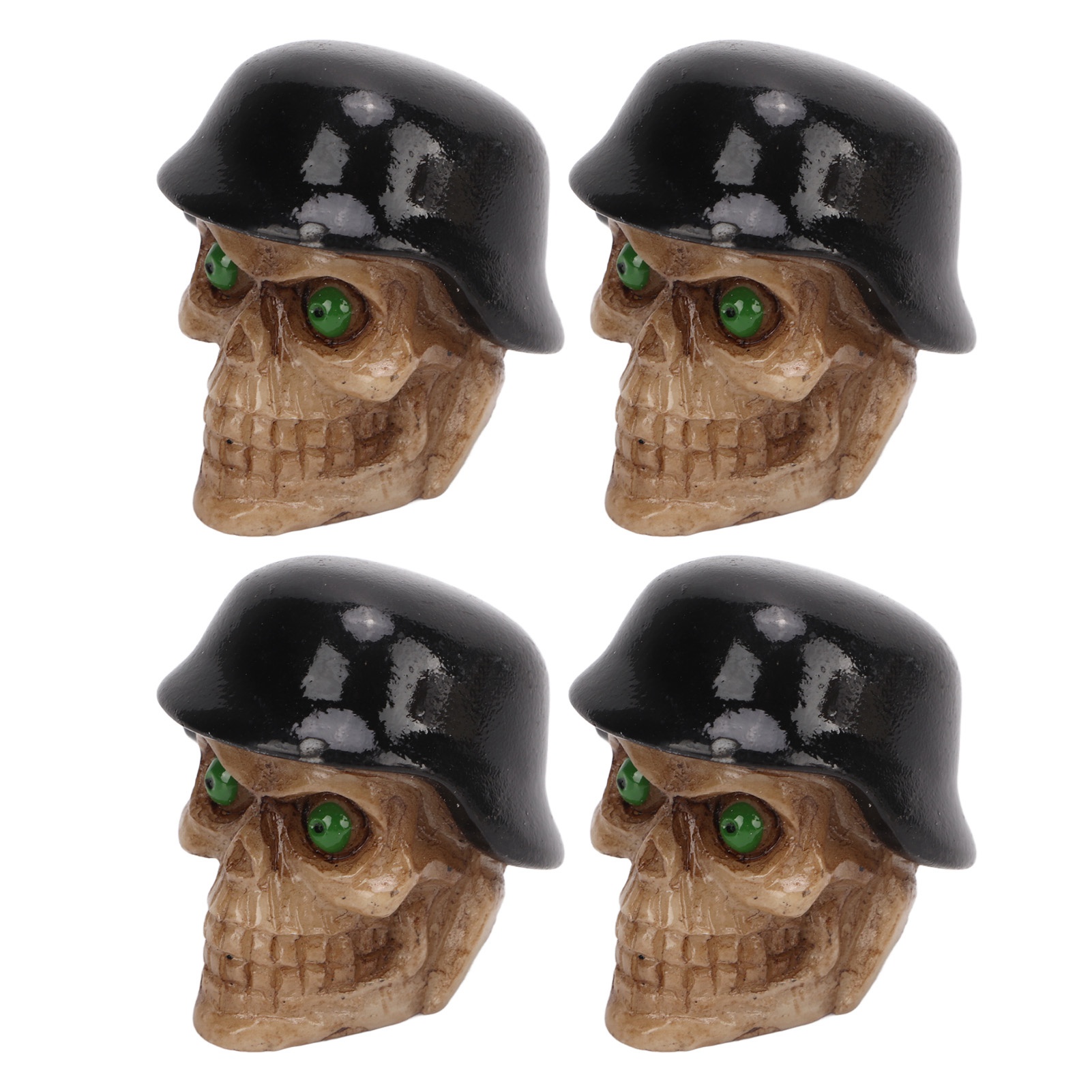 4-teiliges Set Totenkopf-reifenventilkappen, Schwarzer Helm, Gummiringe, Universell Für Auto, Motorrad, Fahrrad, Suv, Van.