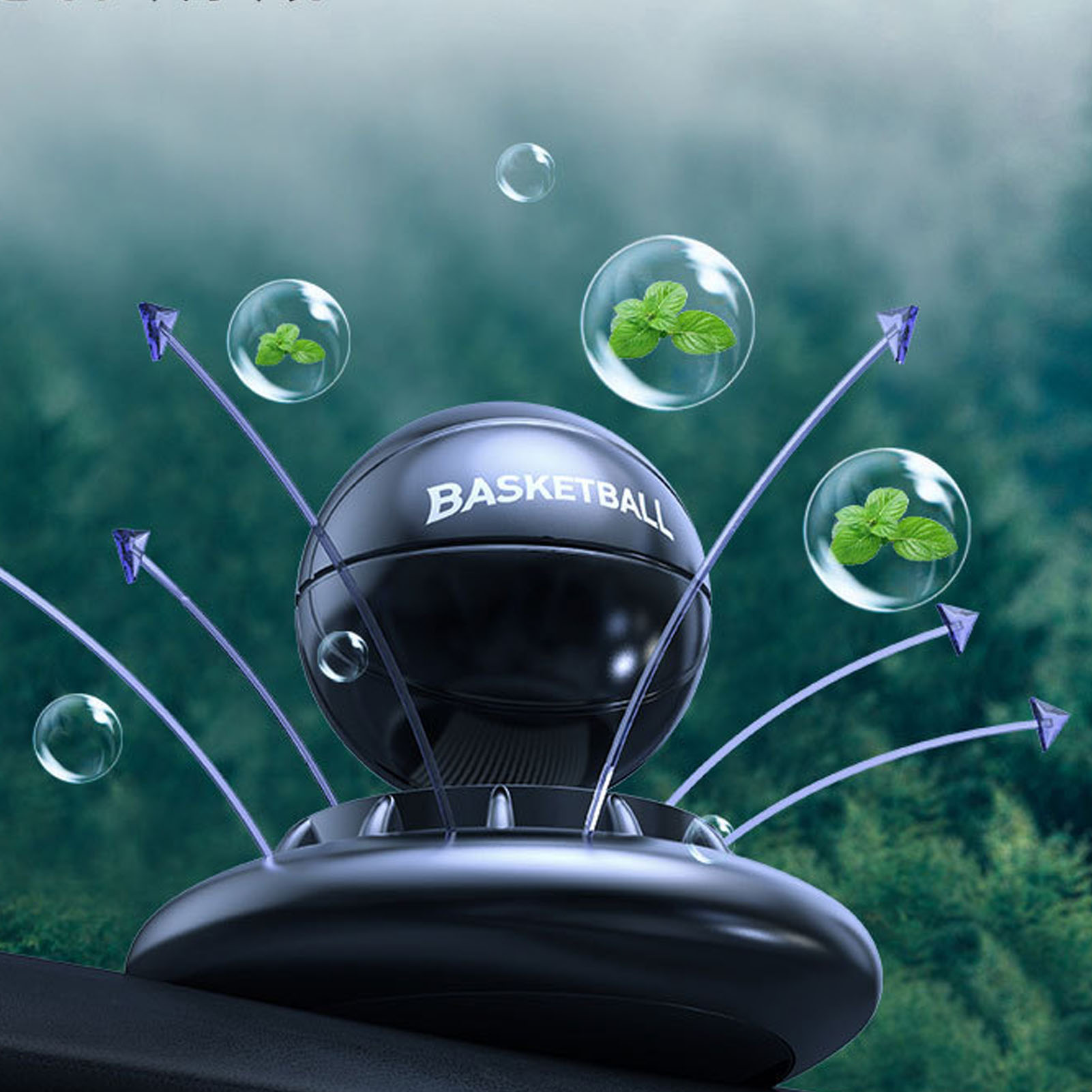 Rotierender, Solarbetriebener Auto-lufterfrischer-ballon, Robuste Legierung, Elegantes, Glänzendes Schwarz, Sportliches Design