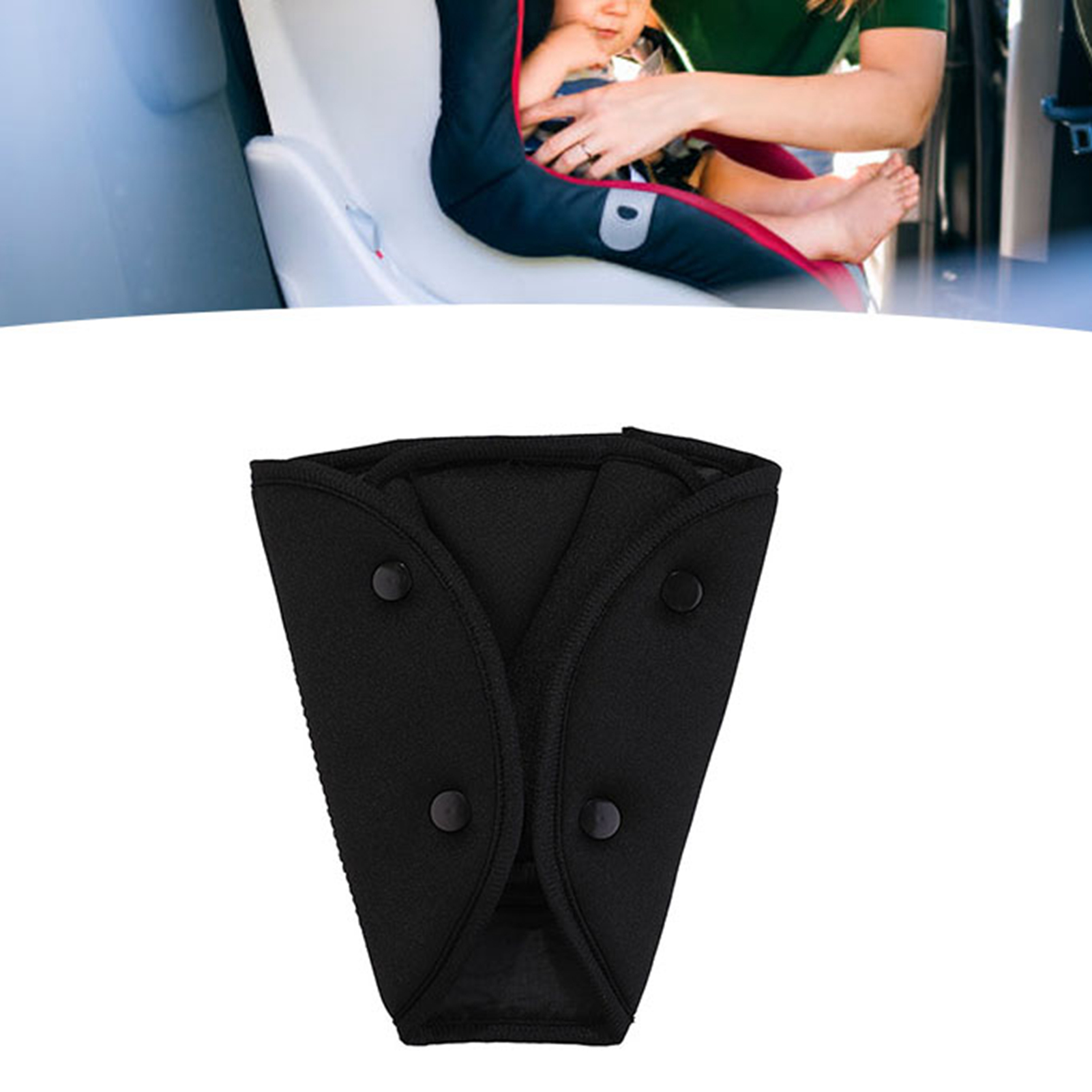 Verstellbarer Dreieckiger Kindersicherheitsgurt, Bequem, Aus Umweltfreundlicher, Atmungsaktiver Baumwolle Fürs Auto, Schwarz, Praktisches Autozubehör.