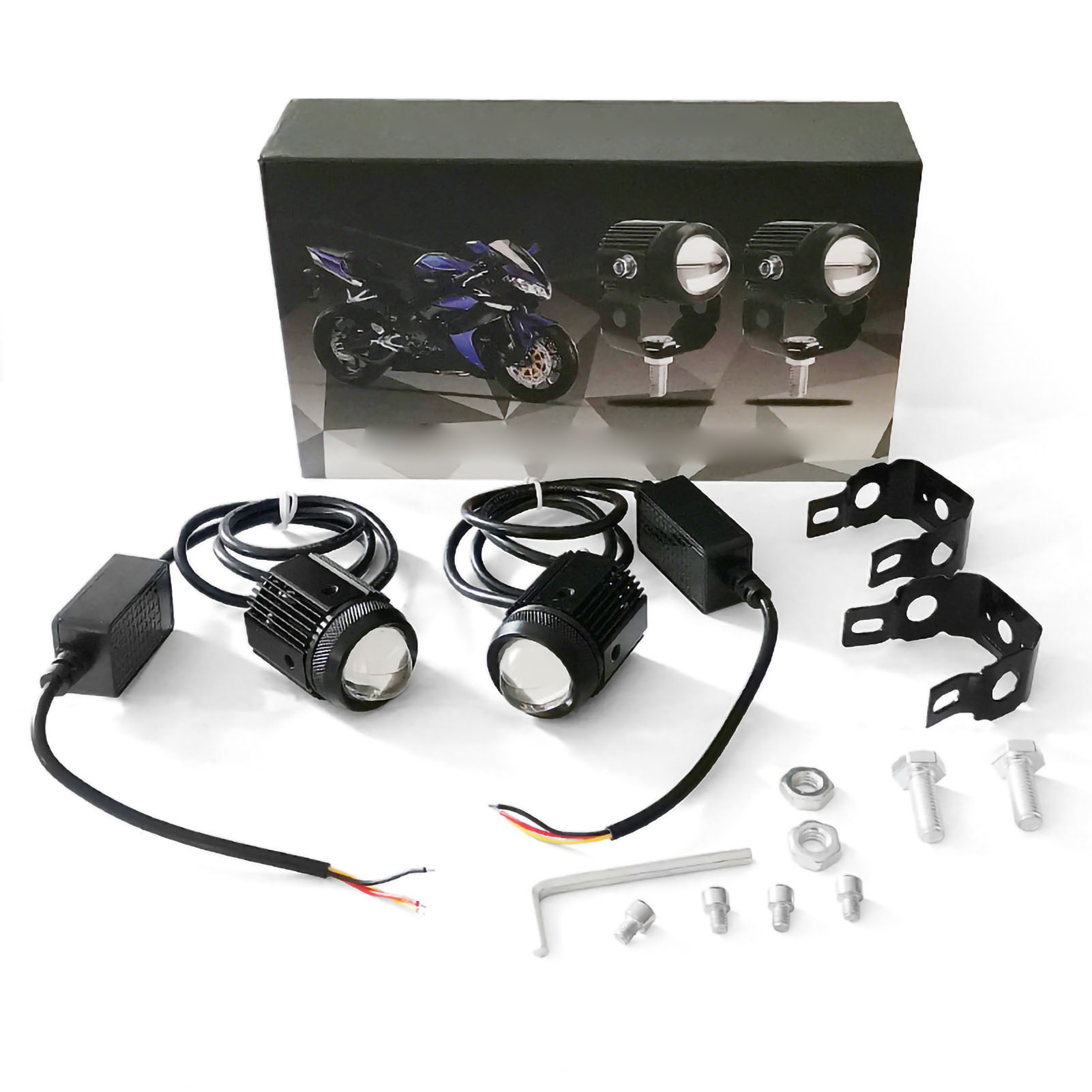 Led-motorradscheinwerfer Mit 2-farbigem Fern- Und Abblendlicht, Superhelle, Wasserdichte Lampe (12–36 V), Universalscheinwerfer