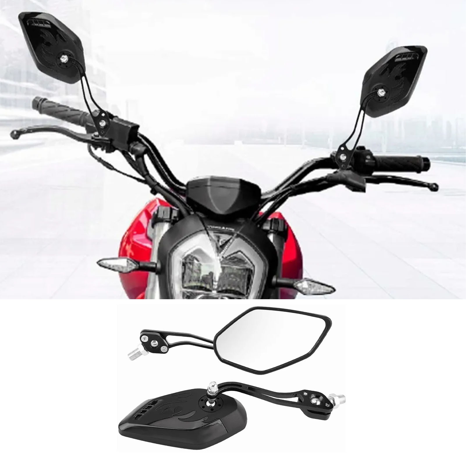 Motorrad-rückspiegel, 2 Stück, Klare Sicht, Verstellbar, Wasserdicht, Universelles Motorrad-lenkerzubehör