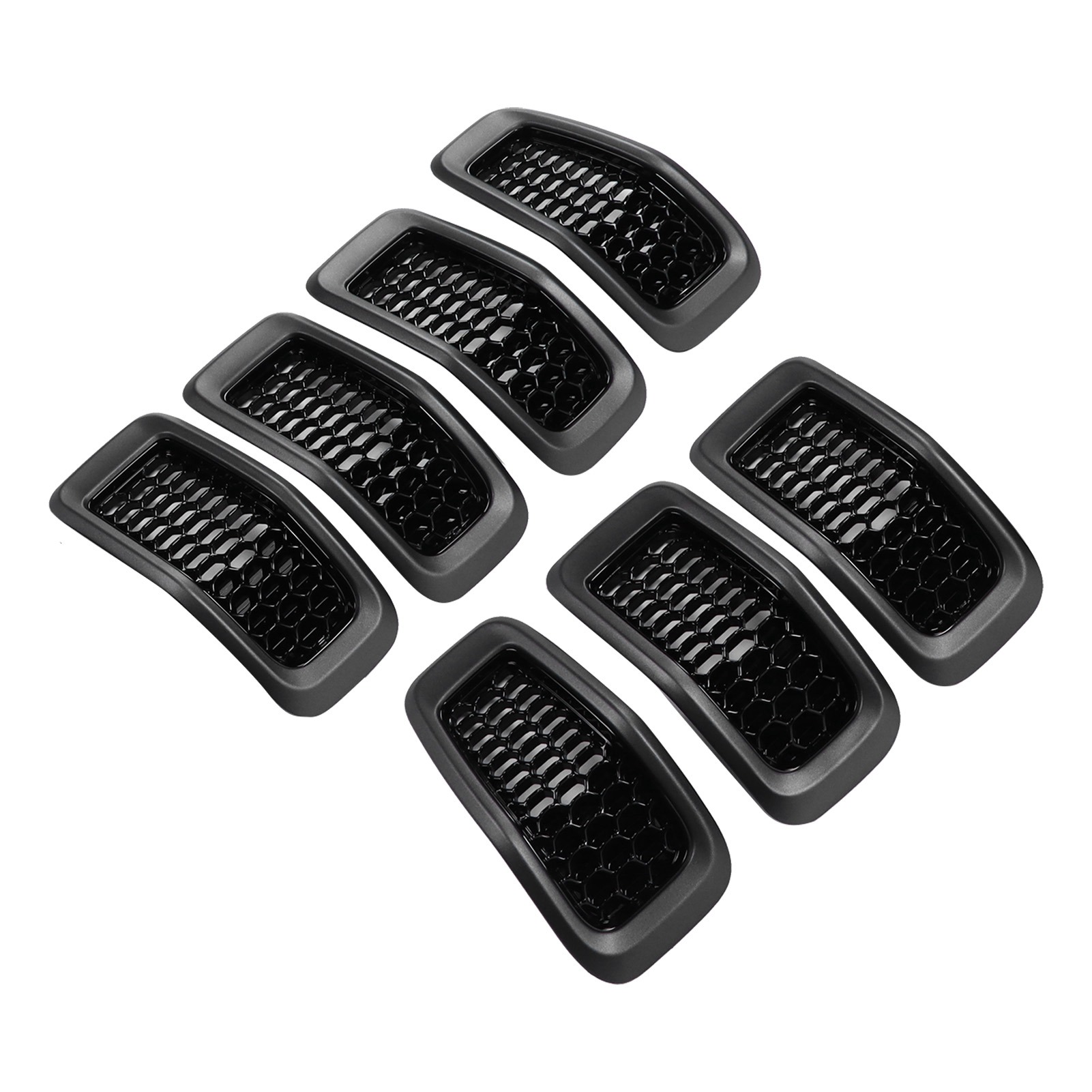 7-teiliger Schwarzer Kühlergrilleinsatz 22 X 10,3 Cm, Rennrahmen, Korrosionsbeständig, 68303626ab, Ersatzteil Für Jeep Cherokee 2014–2018