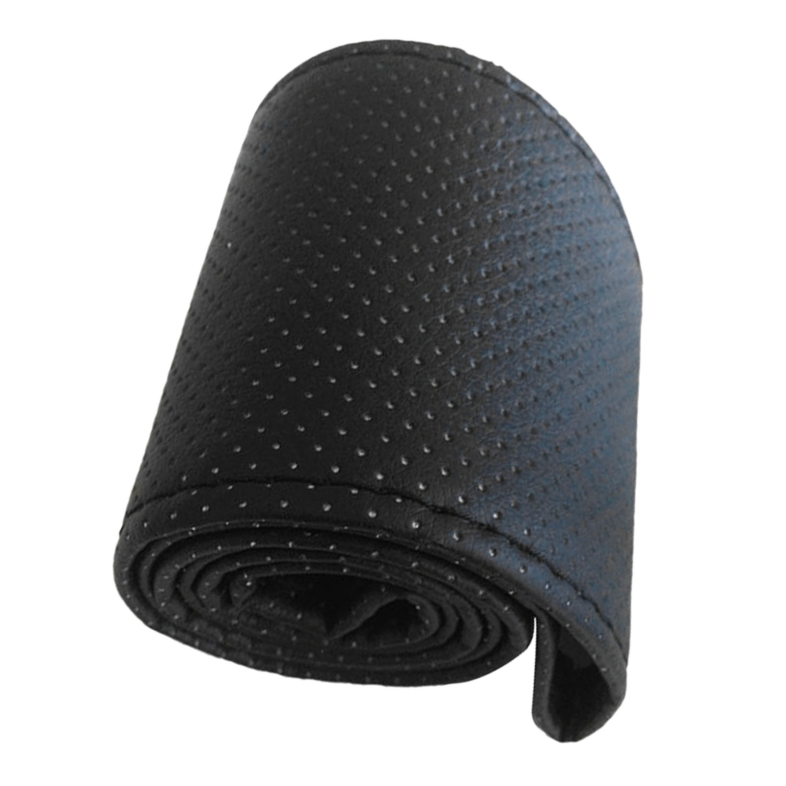 Universeller, Handgenähter, Perforierter Autolenkradbezug Aus Mikrofaserleder, Rutschfest, 38 Cm Durchmesser, Schwarz