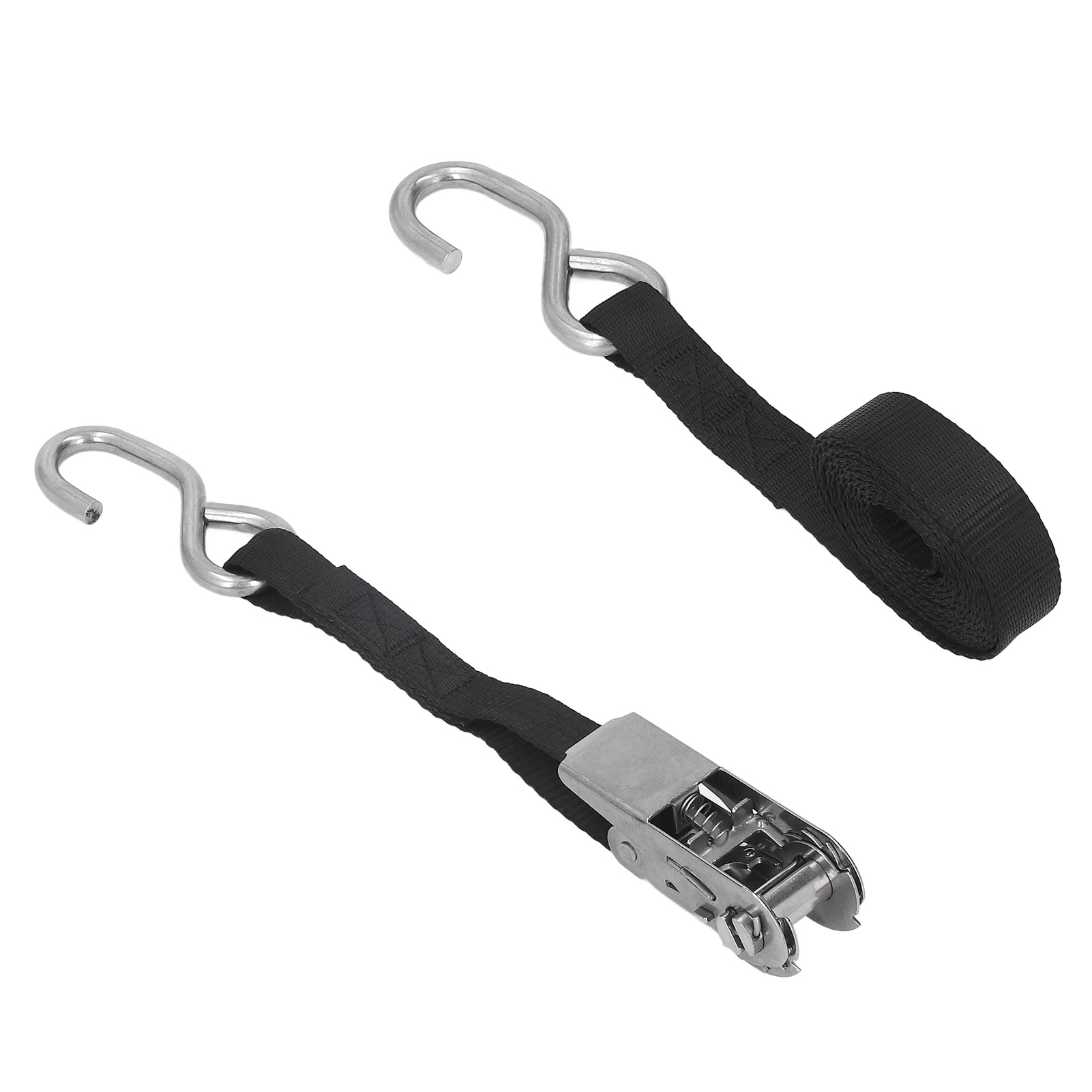 25 Mm Schwarze, Rostfreie Ratschengurte Mit Präziser Naht Für Motorrad, Anhänger, Lkw, Kajak, Boot, 3 M / 9,8 Fuß