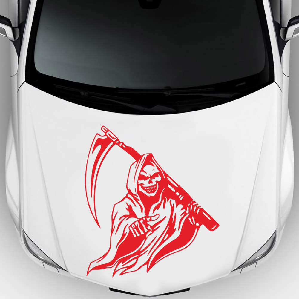 Autoaufkleber Mit Sensenmann-motiv, Klebeoptik, Universelle Fahrzeugdekoration, Strapazierfähiger Schwarzer Außenaufkleber Für Autos.