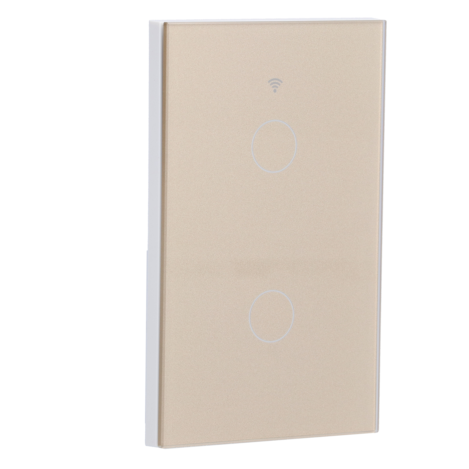 Tuya Zigbee 2-tasten-touch-wandschalter, Sprachkompatibel, Usa, 100-240v, Gold, Fernsteuerung Per App.