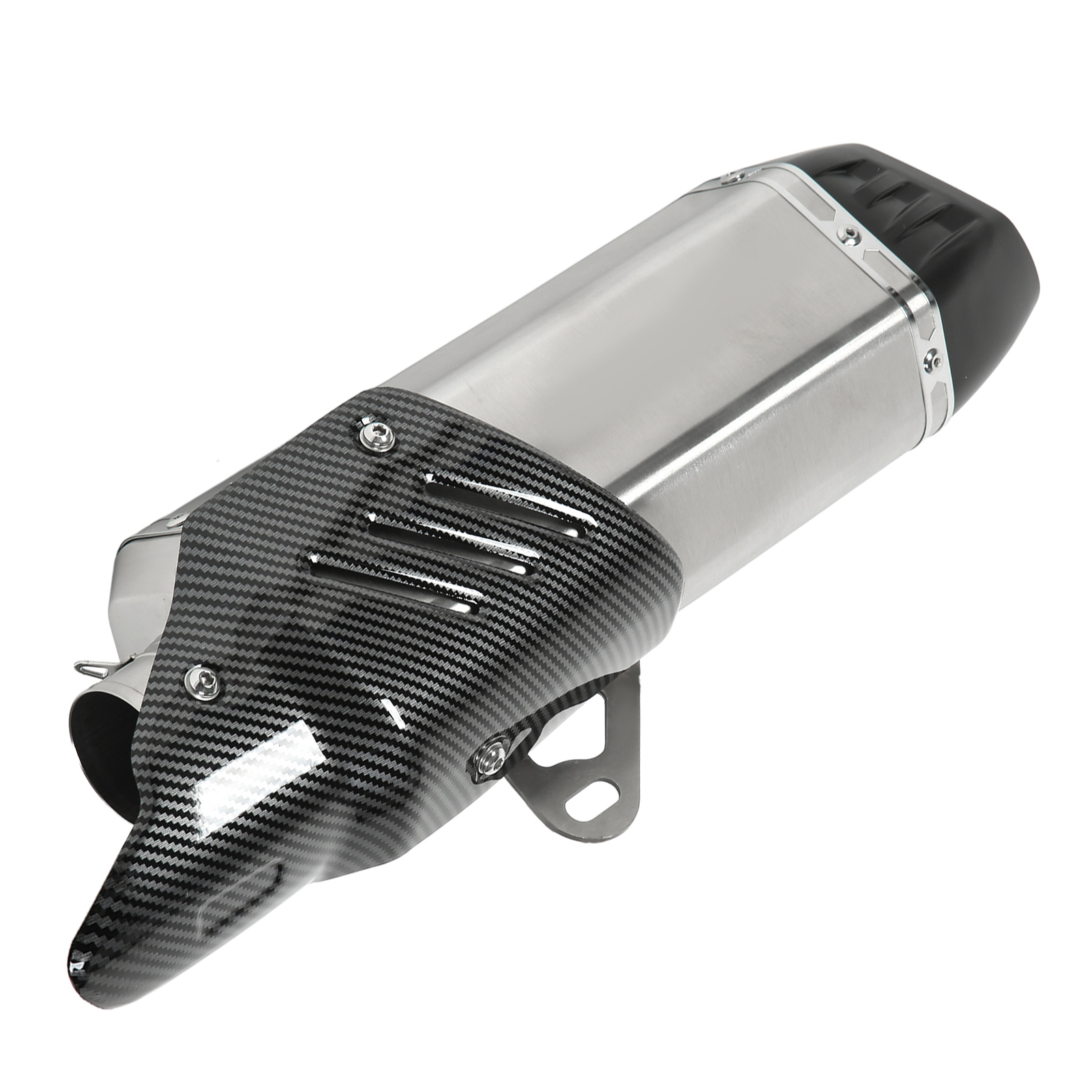 Auspuffendrohr Für Motorräder, Edelstahl 304, Carbonfaser-abdeckung, Universalgröße 38–51 Mm, Silber