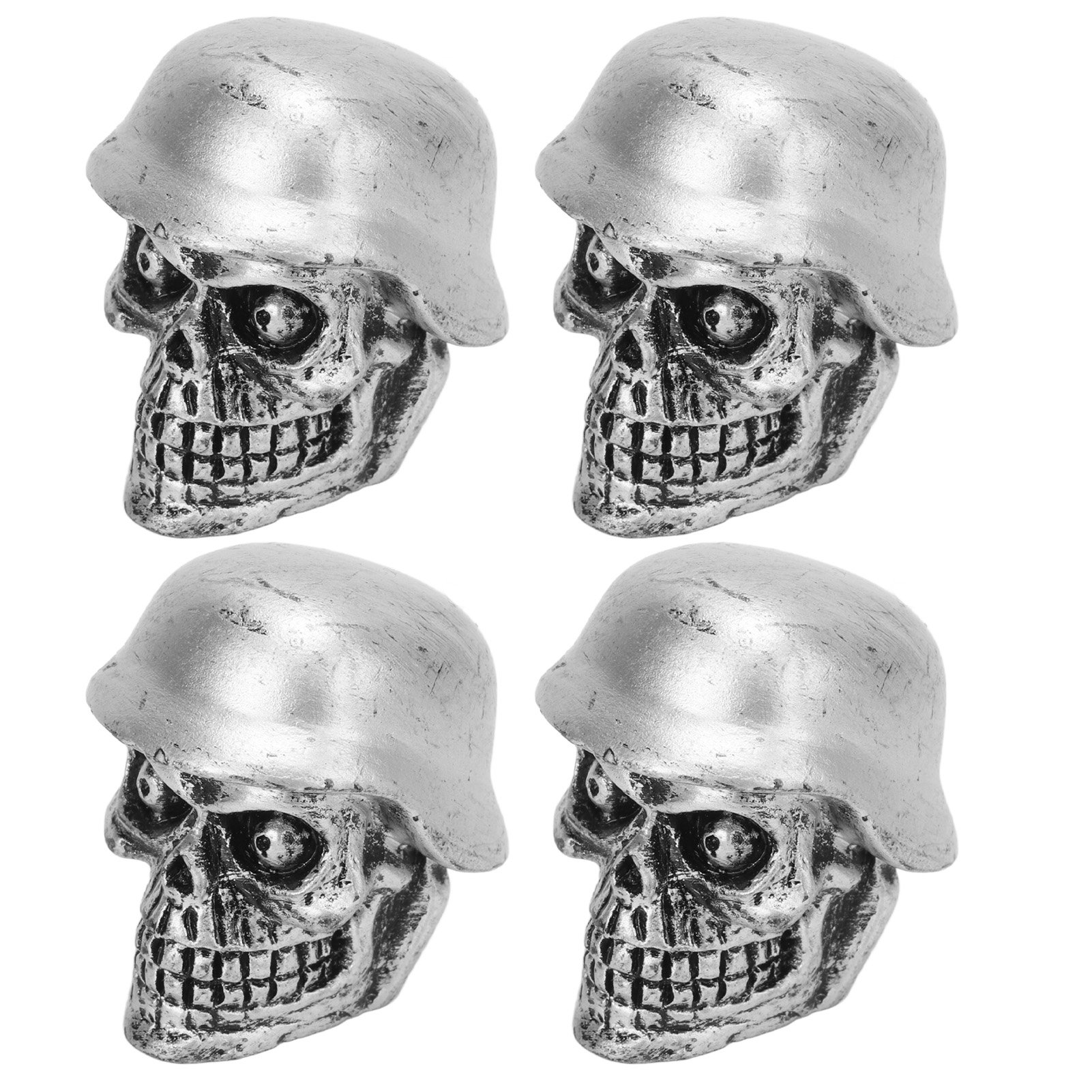 4 Metall-totenkopf-reifenventilkappen Mit Gummidichtung, Universell Passend Für Auto, Motorrad, Suv, Lkw, Fahrrad, Roller, Silber