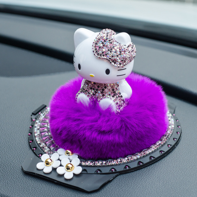 Lila Strass-autokatze, Dekofigur Für Armaturenbrett, Raumduft, Autoschmuck
