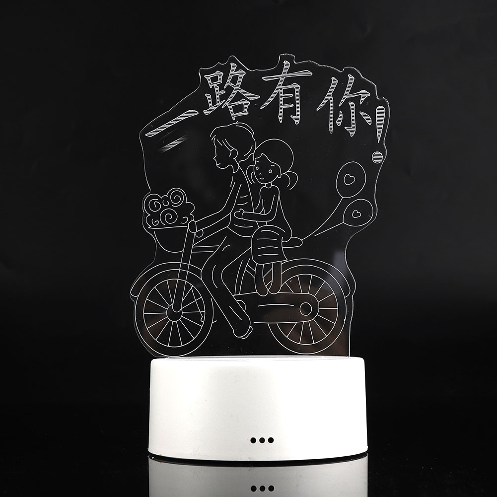 Dekorative 3d-acryllampe, 4,5-v-usb-sockel, Berührungsschalter, 7 Wechselnde Farben, Lichtmuster, Weißer Sockel, Stimmungsvolles Led-nachtlicht.