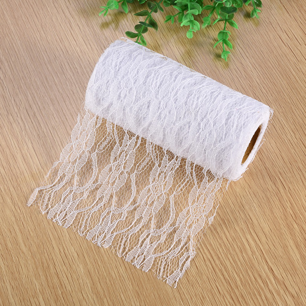 10 Meter Weißes Florales Spitzentüllband, Tischdekoration Für Hochzeiten, Stuhlhussen Für Partys, Spitzenrolle Für Die Zeremonie