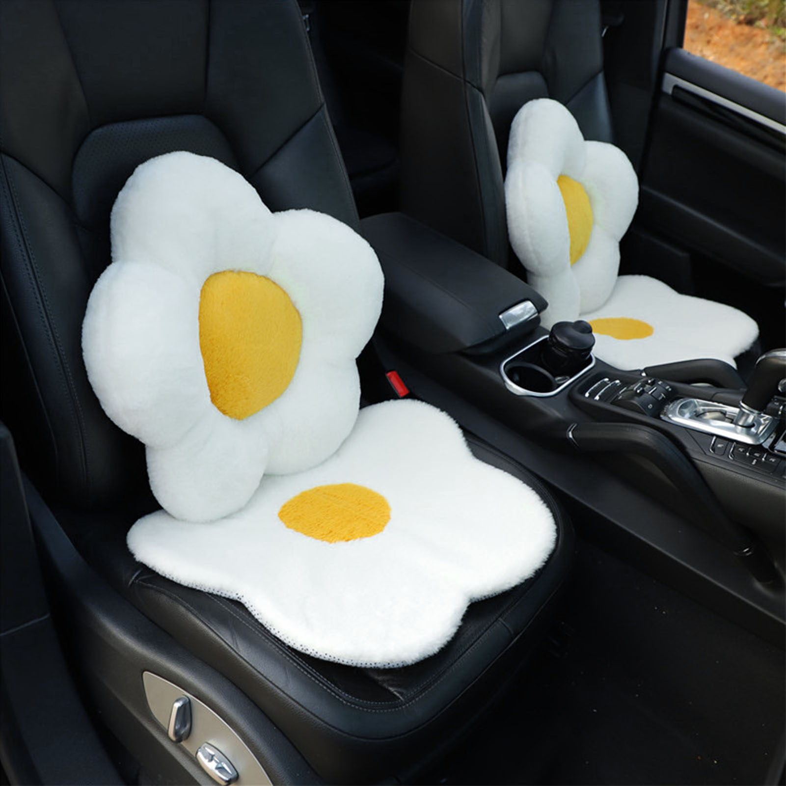 Rutschfestes Autositzkissen, Weicher Und Warmer Plüsch, Niedliches Blumenmuster, Bequemer Vordersitz, Rutschfest.