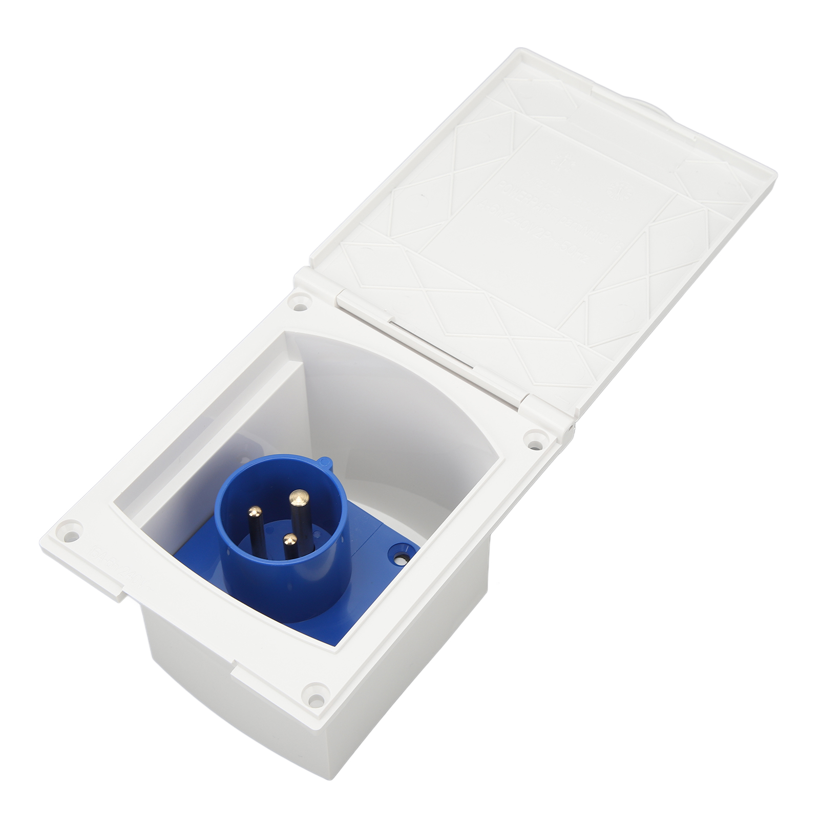220v-250v 16a Wohnmobil-steckdose, Externes Anschlusszubehör, Weißer Sockel Mit Blauem 16a Stecker, Wasserdicht Für Wohnwagen Und Transporter.
