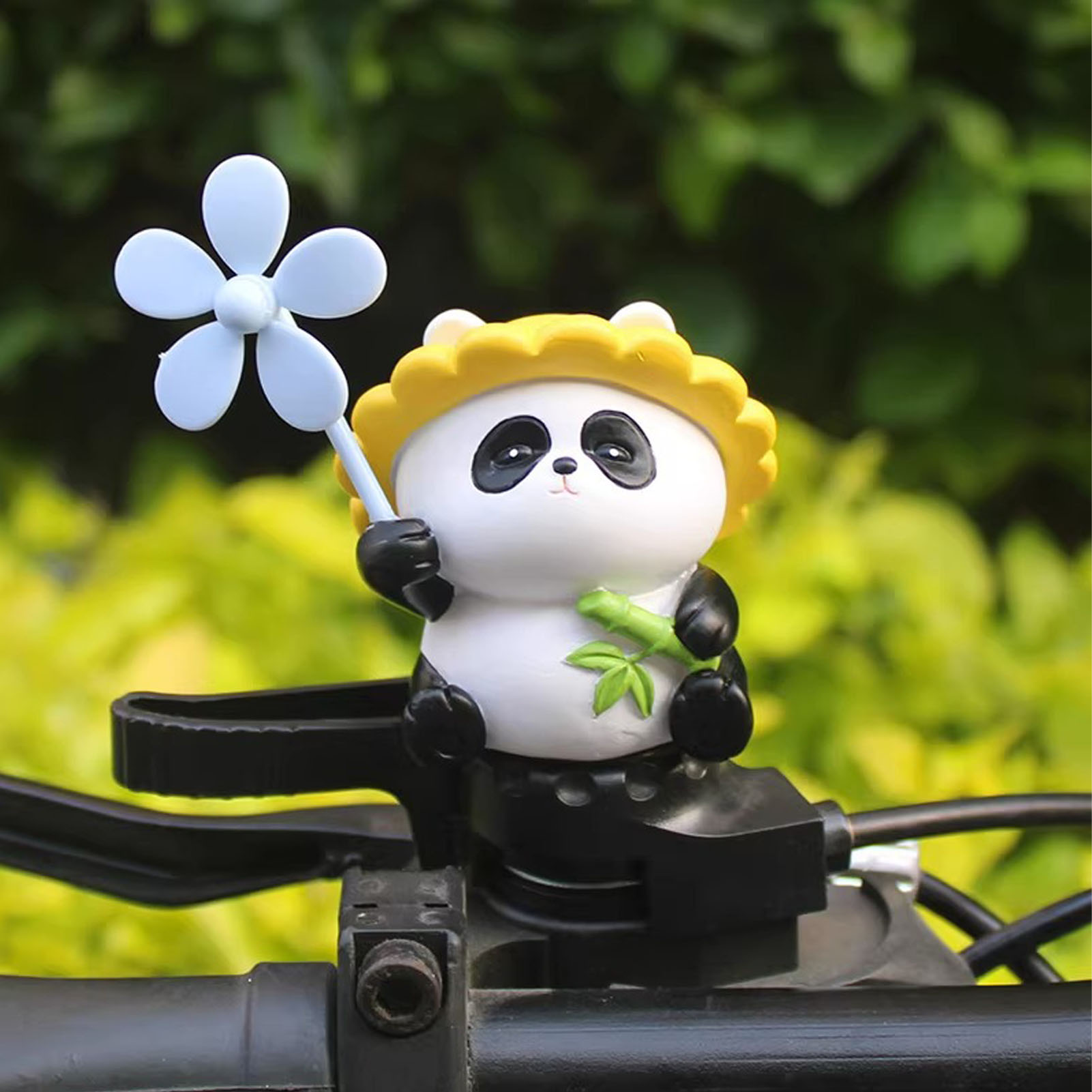 Robuste Panda-figur, Stabile Windmühlen-dekoration Für Auto Und Elektroroller, Klebeaufkleber, Niedlich Und Langlebig