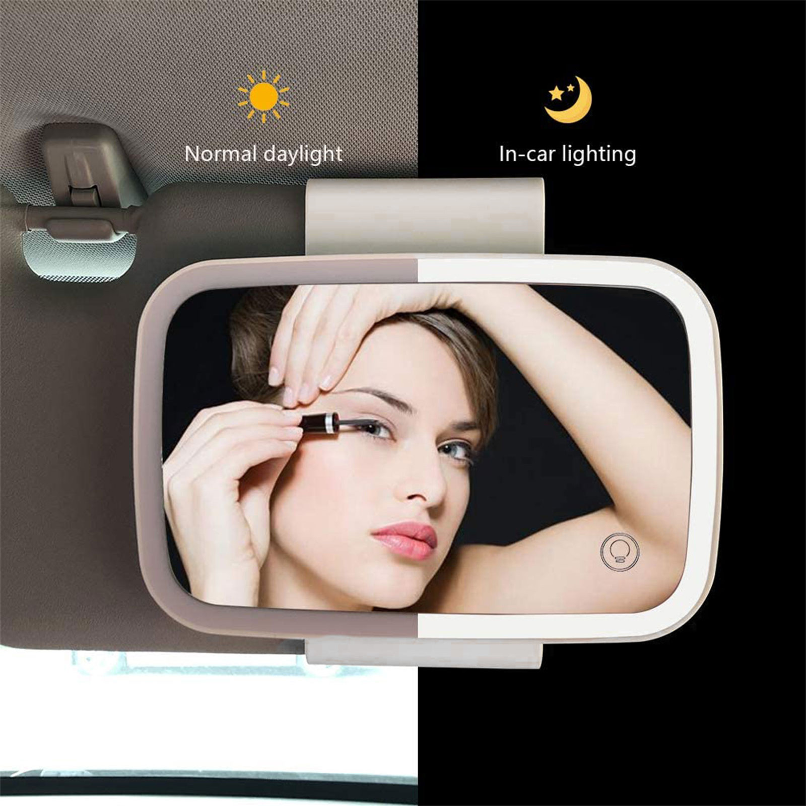 Sonnenblende Mit Led-beleuchtetem Spiegel, Aufsteckbarer Kosmetik-rückspiegel, Touchscreen-schminkspiegel Für Den Autobildschirm, Autozubehör